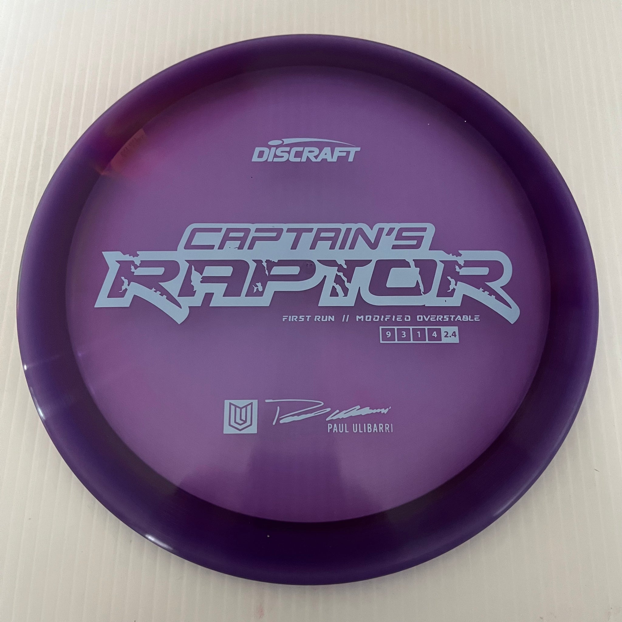 Discraft First Run Paul Ulibarri Special Blend Z Captain's Raptor 9/3/1/4