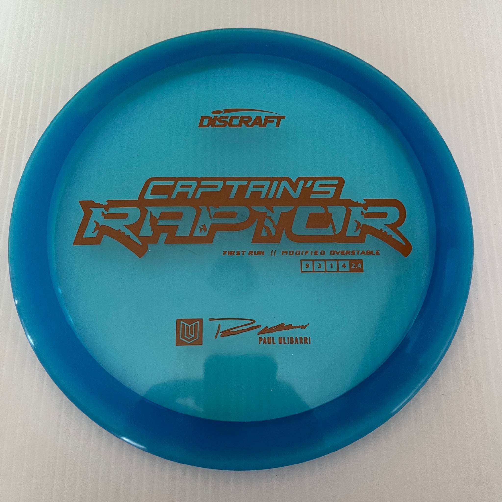 Discraft First Run Paul Ulibarri Special Blend Z Captain's Raptor 9/3/1/4