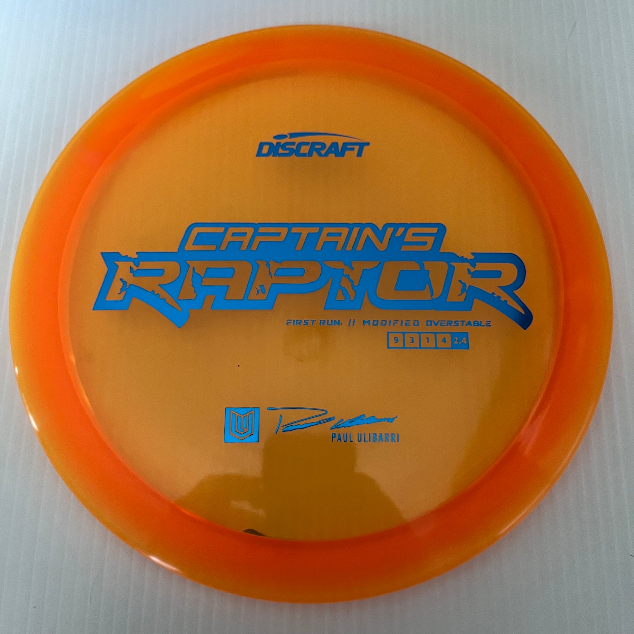 Discraft First Run Paul Ulibarri Special Blend Z Captain's Raptor 9/3/1/4
