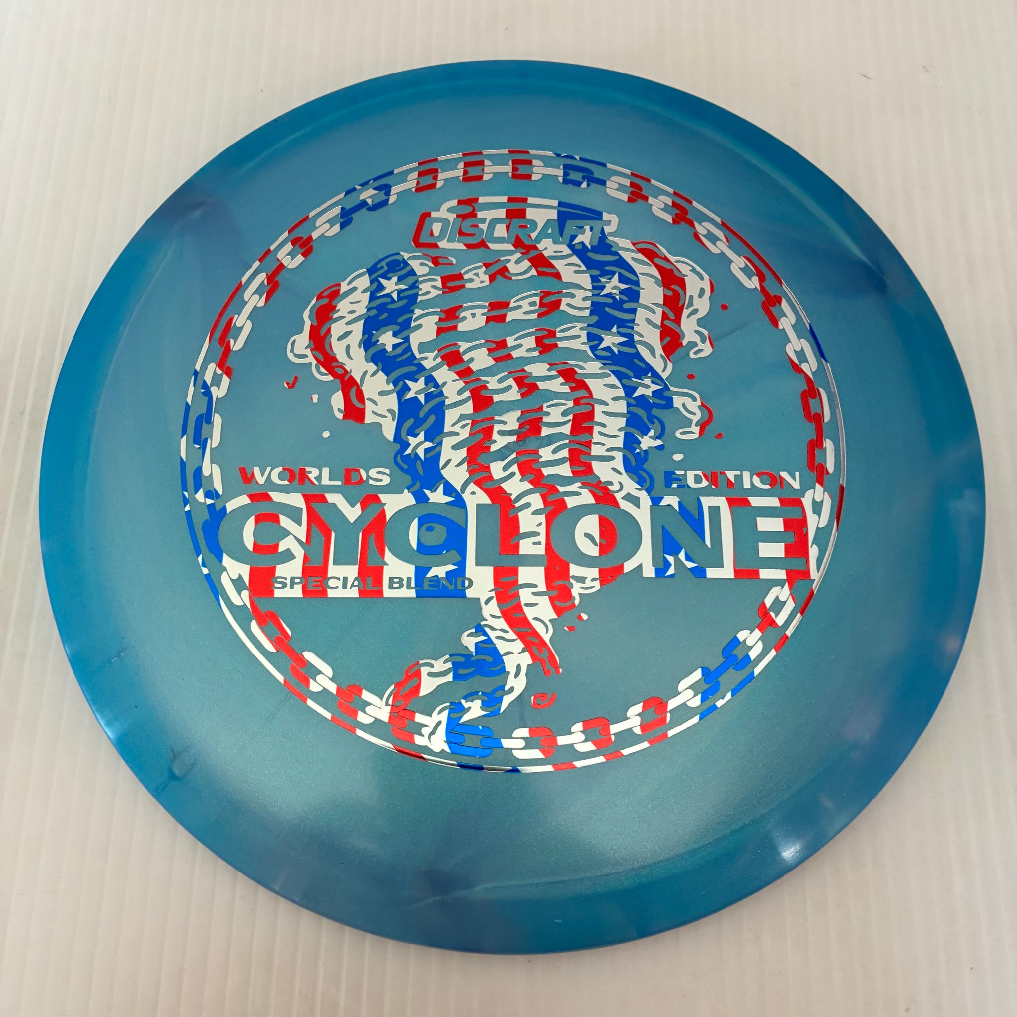 Discraft 2026 Worlds Fundraiser "Chainstorm" Tour Series Blend Cyclone 7/4/-1/2