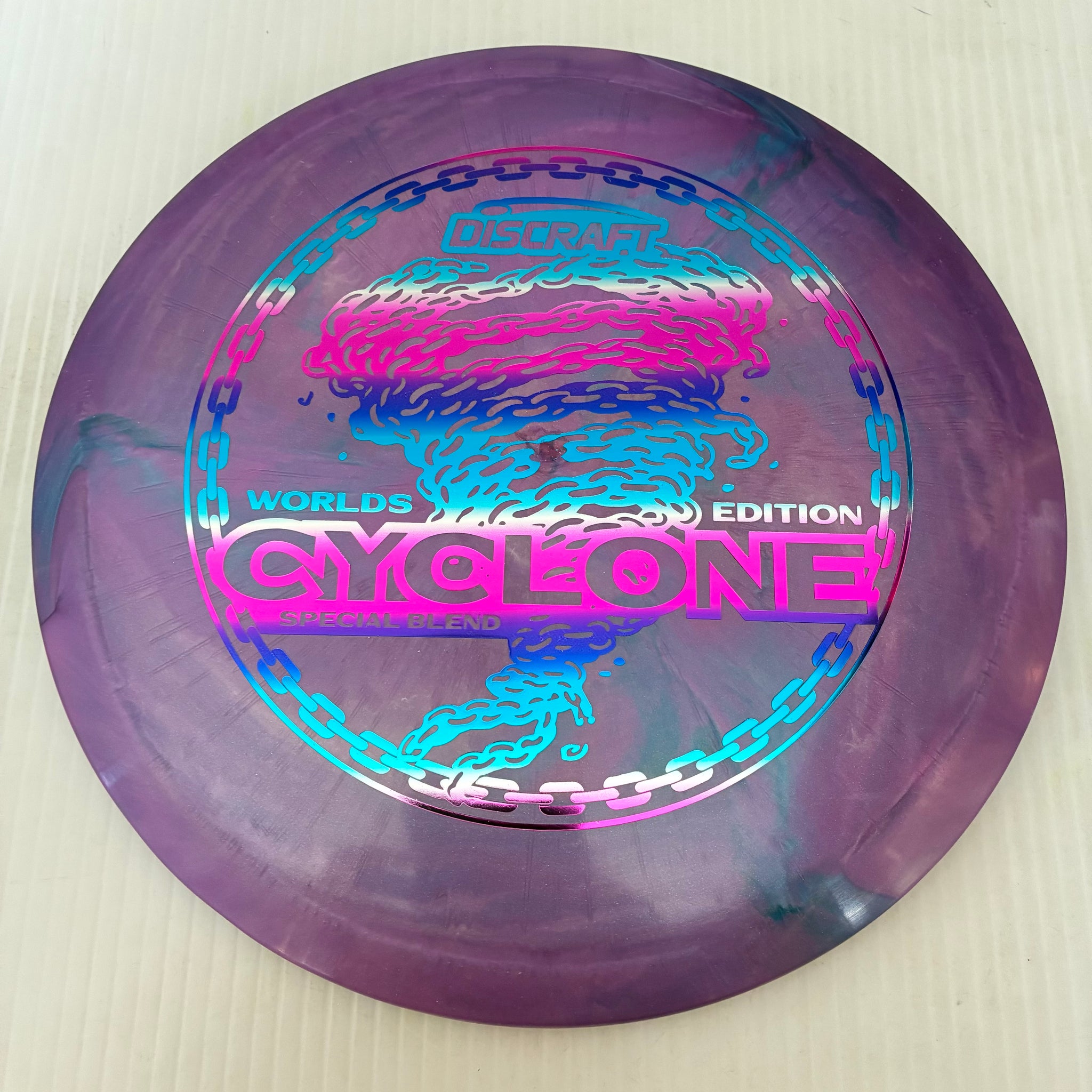 Discraft 2026 Worlds Fundraiser "Chainstorm" Tour Series Blend Cyclone 7/4/-1/2