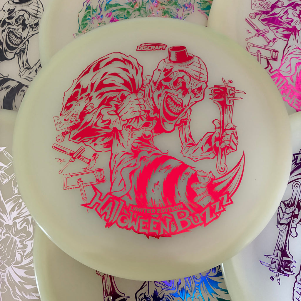 Discraft 2025 Halloween Art the Clown Themed Mega-Glo Buzzz 5/4/-1/1