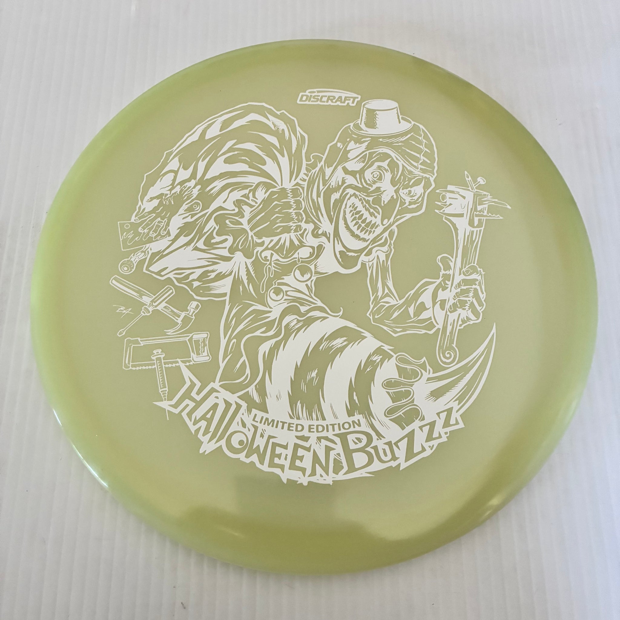 Discraft 2025 Halloween Art the Clown Themed Mega-Glo Buzzz 5/4/-1/1