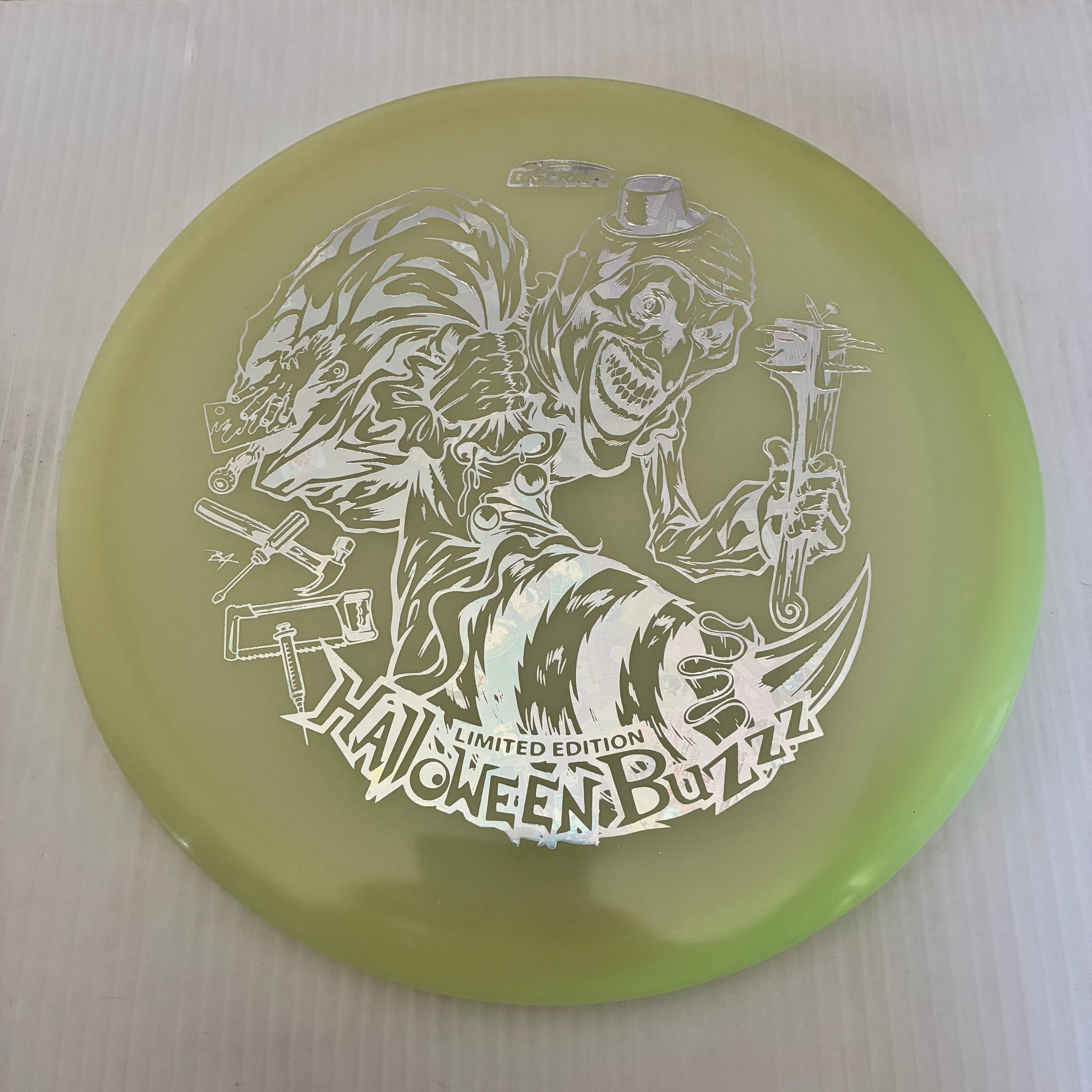 Discraft 2025 Halloween Art the Clown Themed Mega-Glo Buzzz 5/4/-1/1
