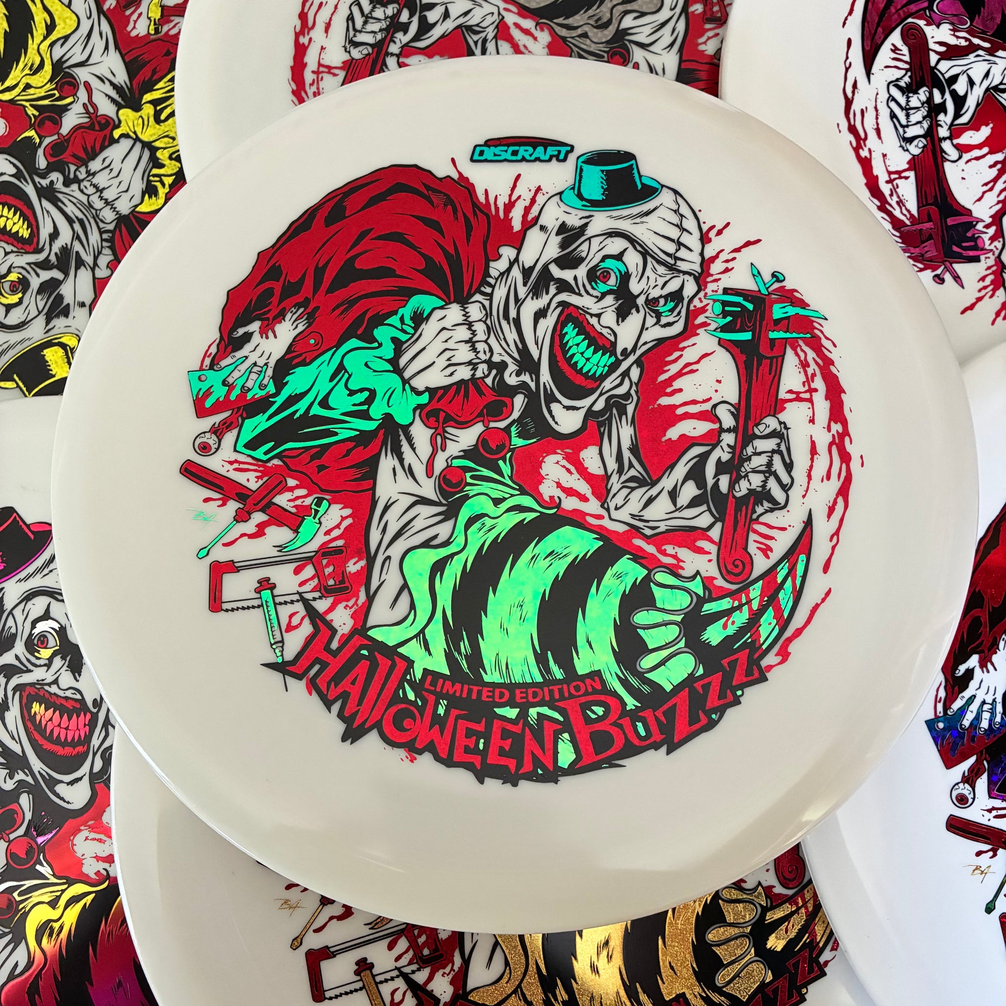 Discraft 2025 Halloween Art the Clown Themed Tri Foil Glow ESP Buzzz 5/4/-1/1
