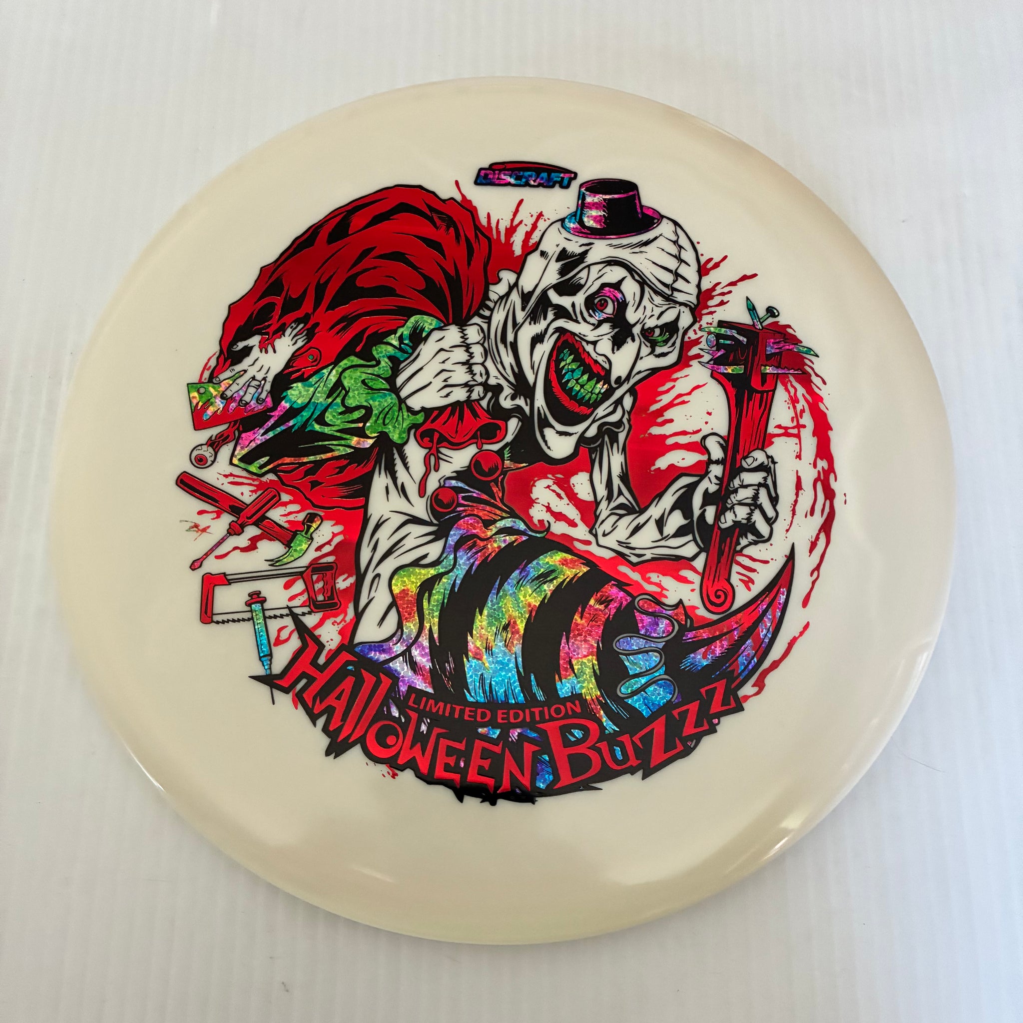 Discraft 2025 Halloween Art the Clown Themed Tri Foil Glow ESP Buzzz 5/4/-1/1