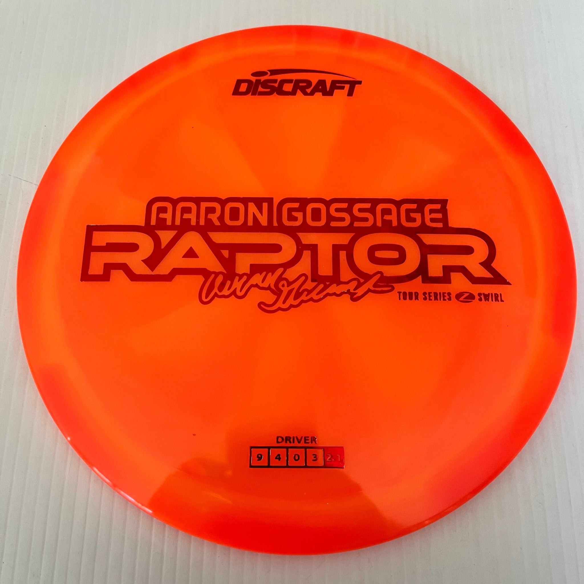 Discraft 2025 Aaron Gossage Tour Series Z Swirl Blend Raptor 9/4/0/3