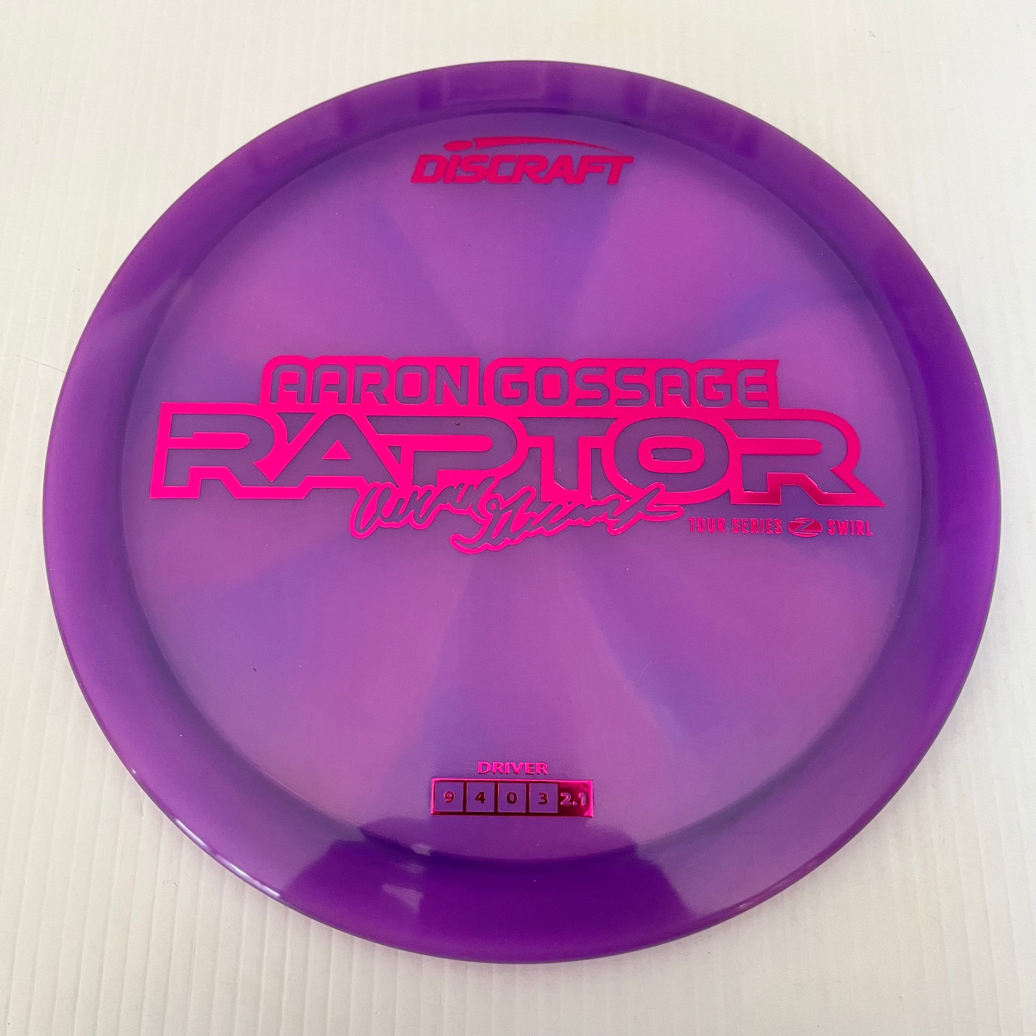 Discraft 2025 Aaron Gossage Tour Series Z Swirl Blend Raptor 9/4/0/3