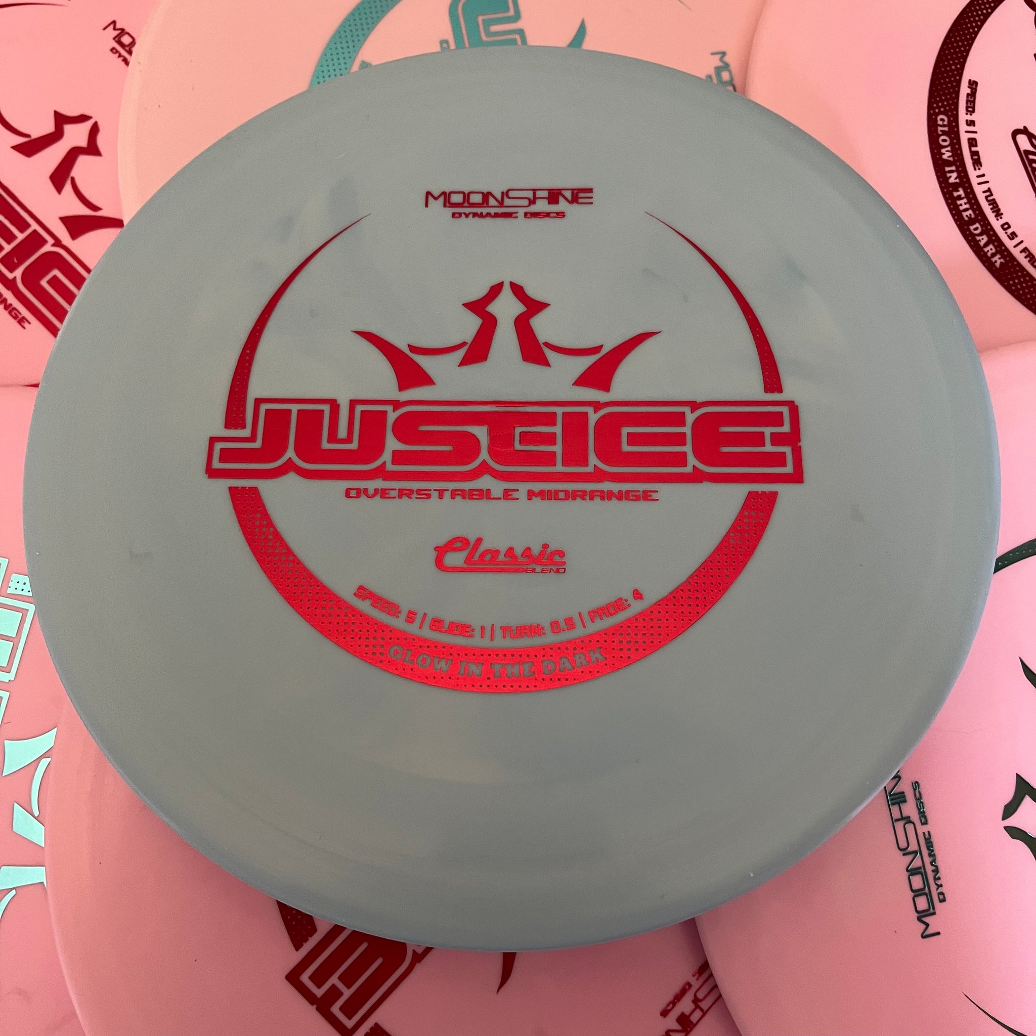 Dynamic Discs Classic Blend Moonshine Glow Justice 5/1/0.5/4