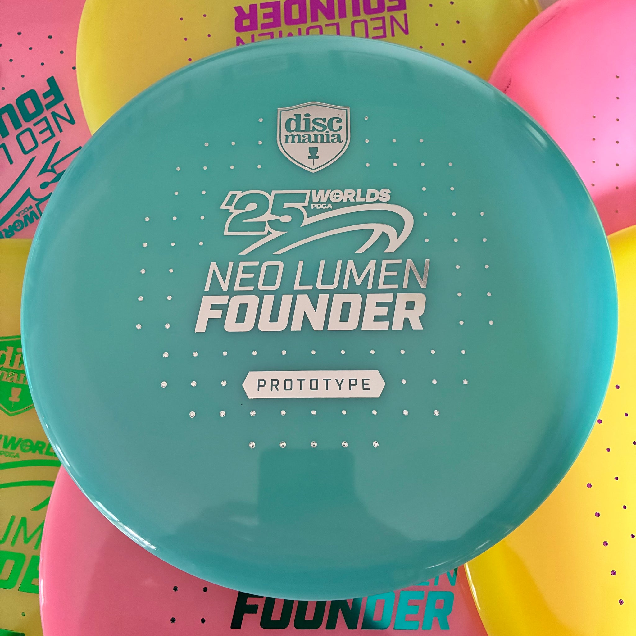 Discmania 2025 Worlds Prototype Evolution NEO Lumen Glow Founder 5/6/-4/1
