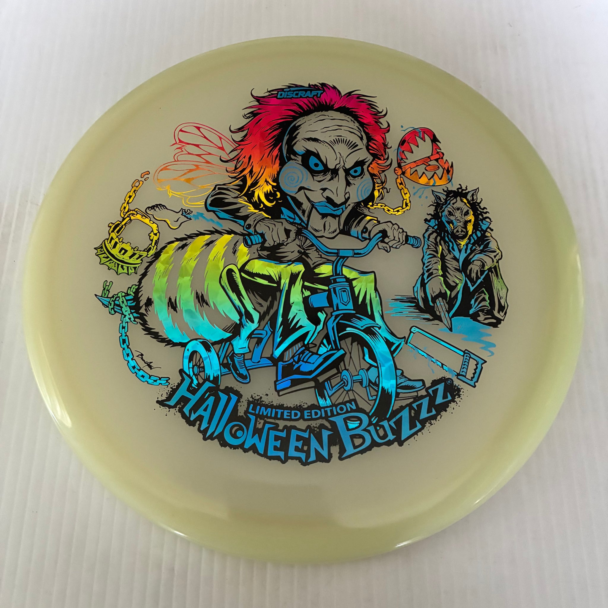 Discraft 2026 Halloween Saw Themed Mega GLO Z Buzzz 5/4/-1/1