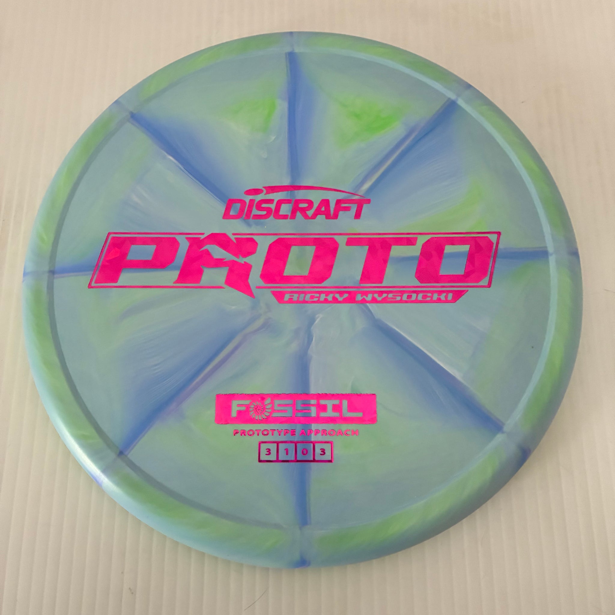 Discraft Ricky Wysocki Prototype Swirly CT Crazy Tuff Fossil 3/1/0/3