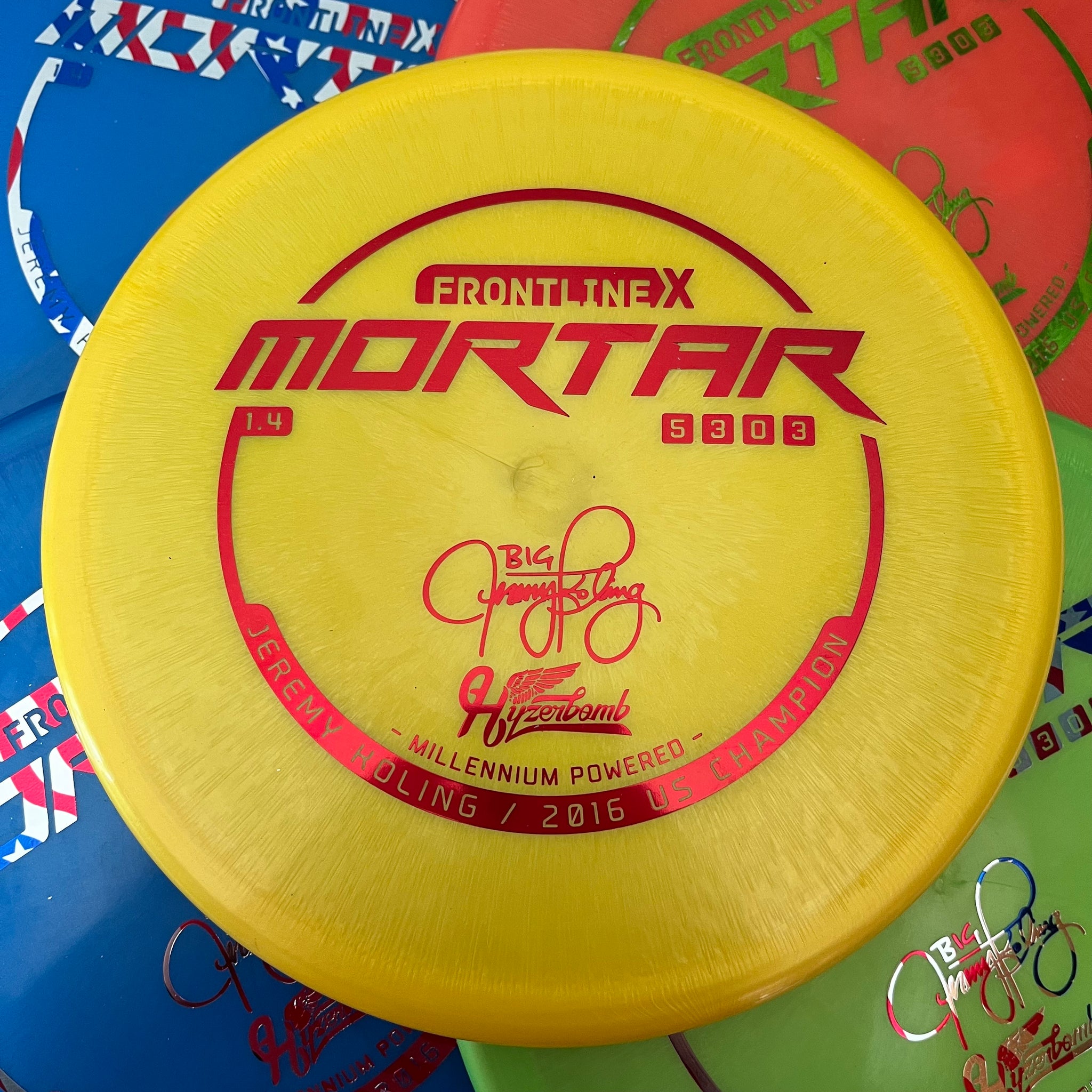 Millennium Discs 1.4 Big Jerm Hyzerbomb FrontlineX Mortar 5/3/0/3