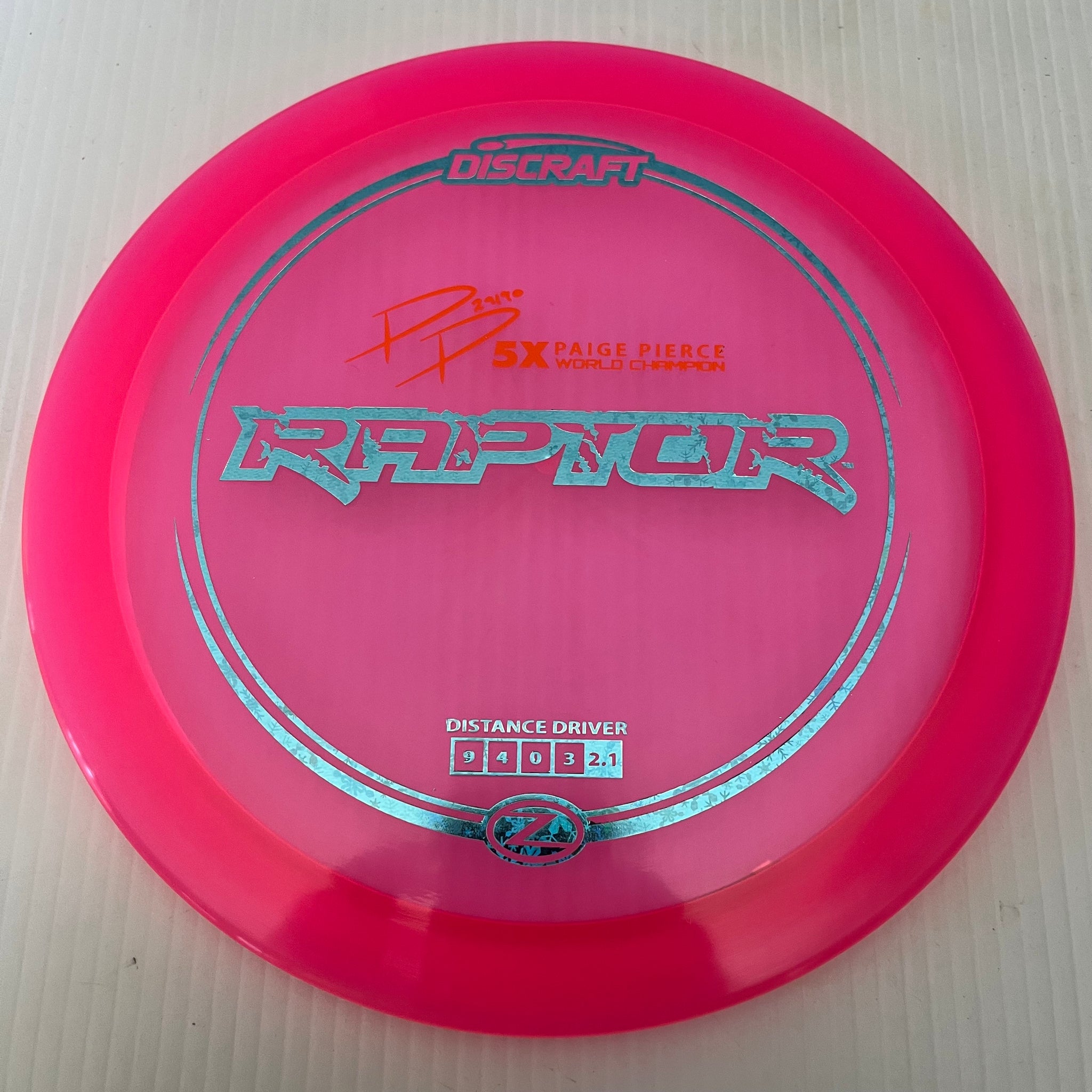 Discraft 5x Paige Pierce Z Raptor 9/4/0/3
