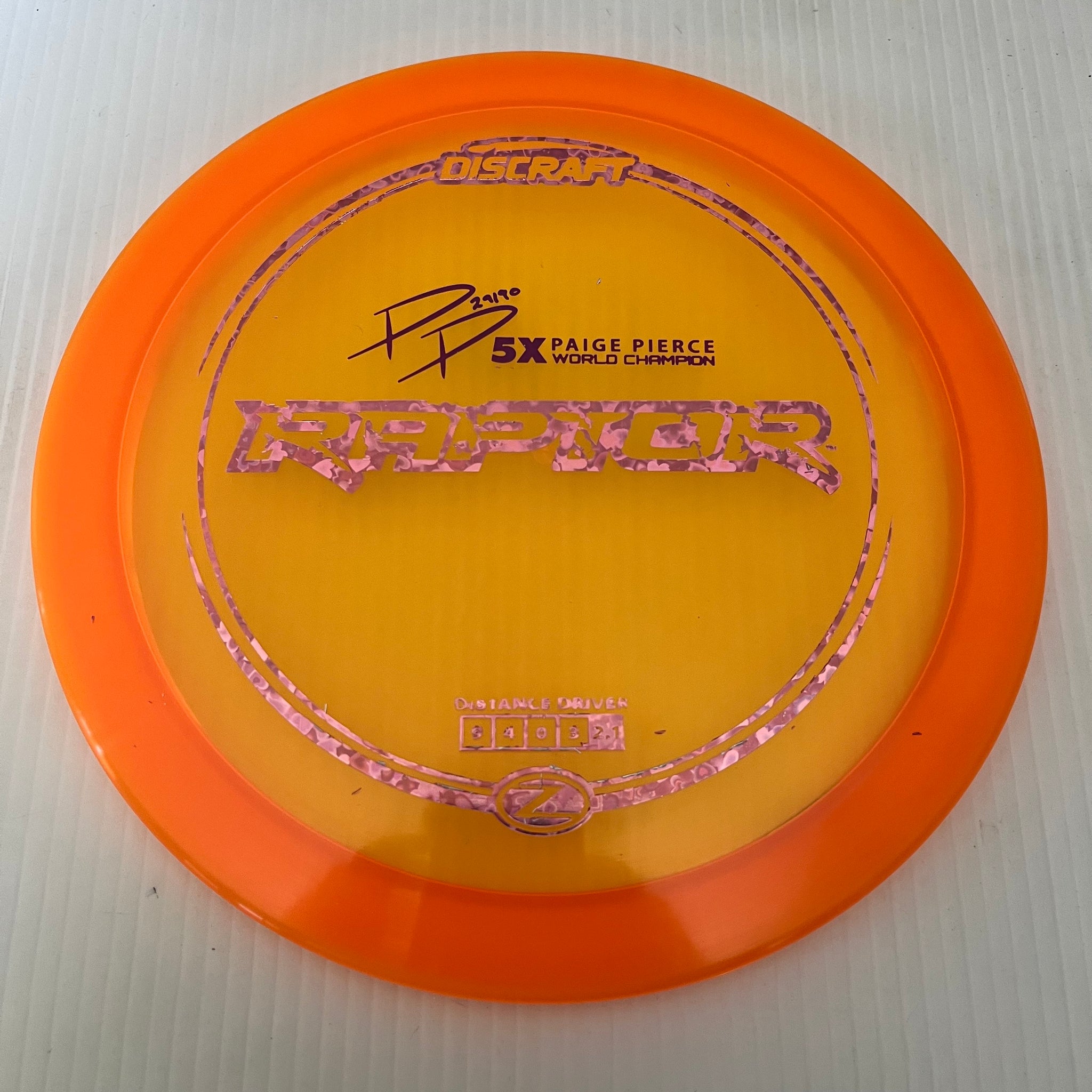 Discraft 5x Paige Pierce Z Raptor 9/4/0/3