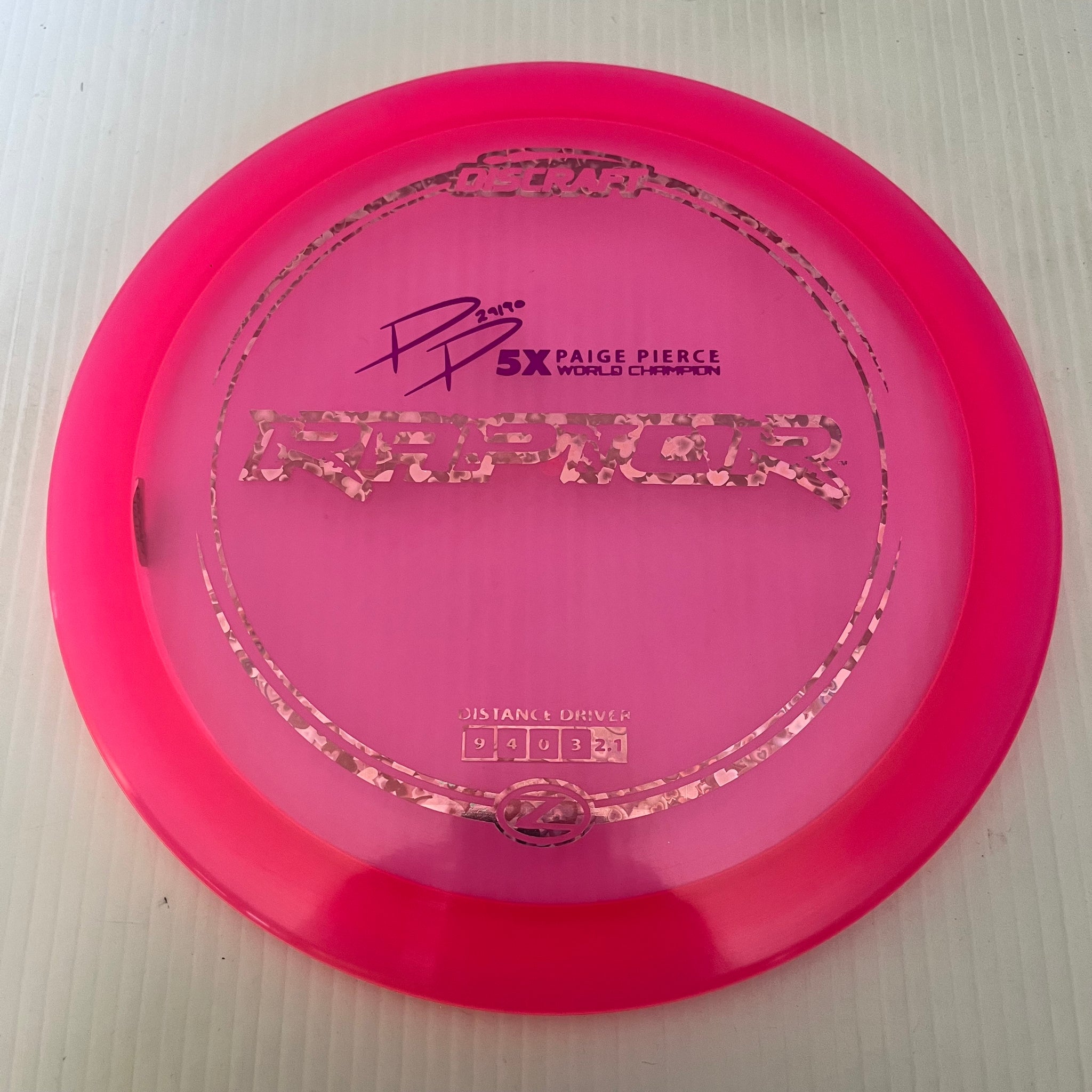 Discraft 5x Paige Pierce Z Raptor 9/4/0/3