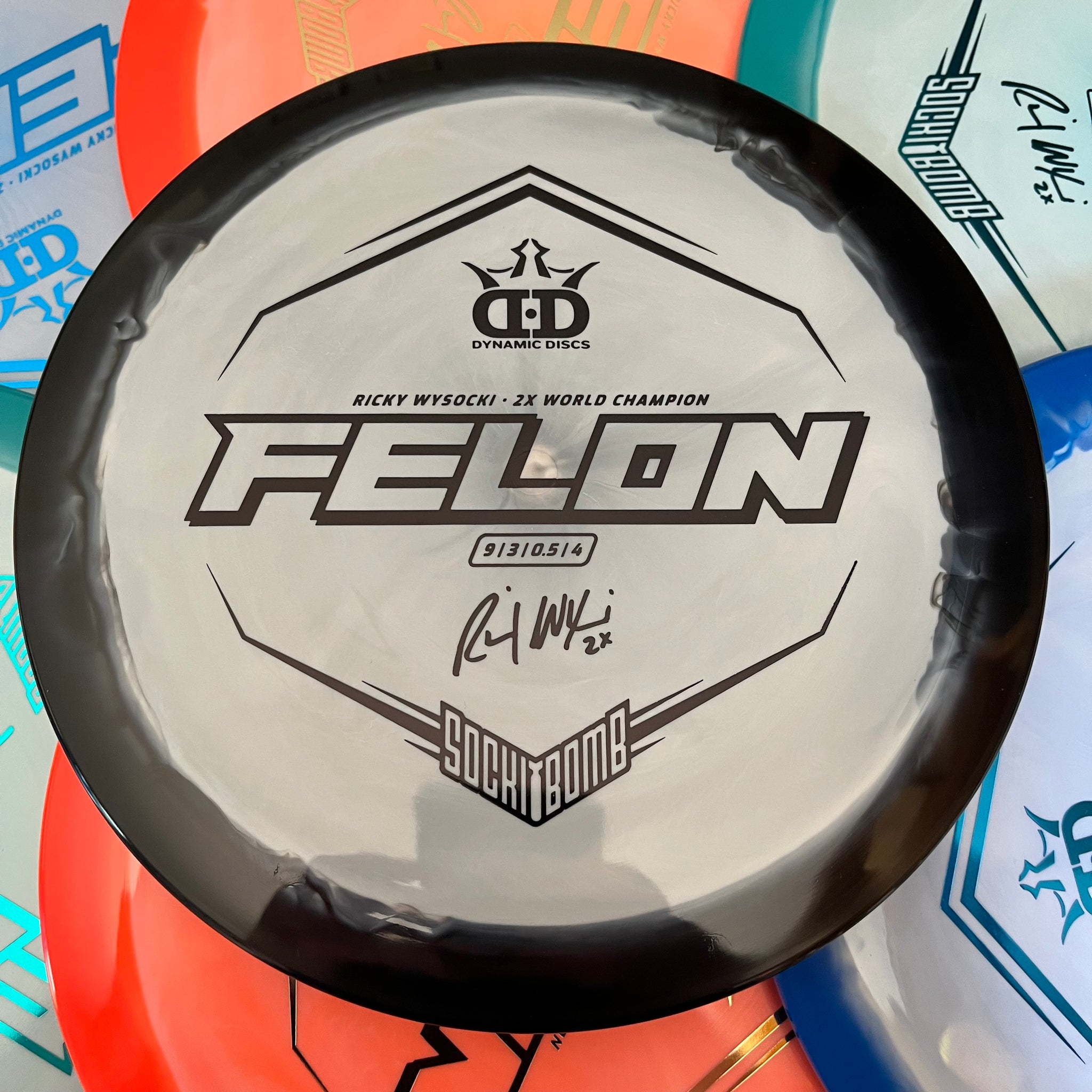 Dynamic Discs 2x Ricky Wysocki Sockibomb Fuzion Orbit Felon 9/3/0.5/4