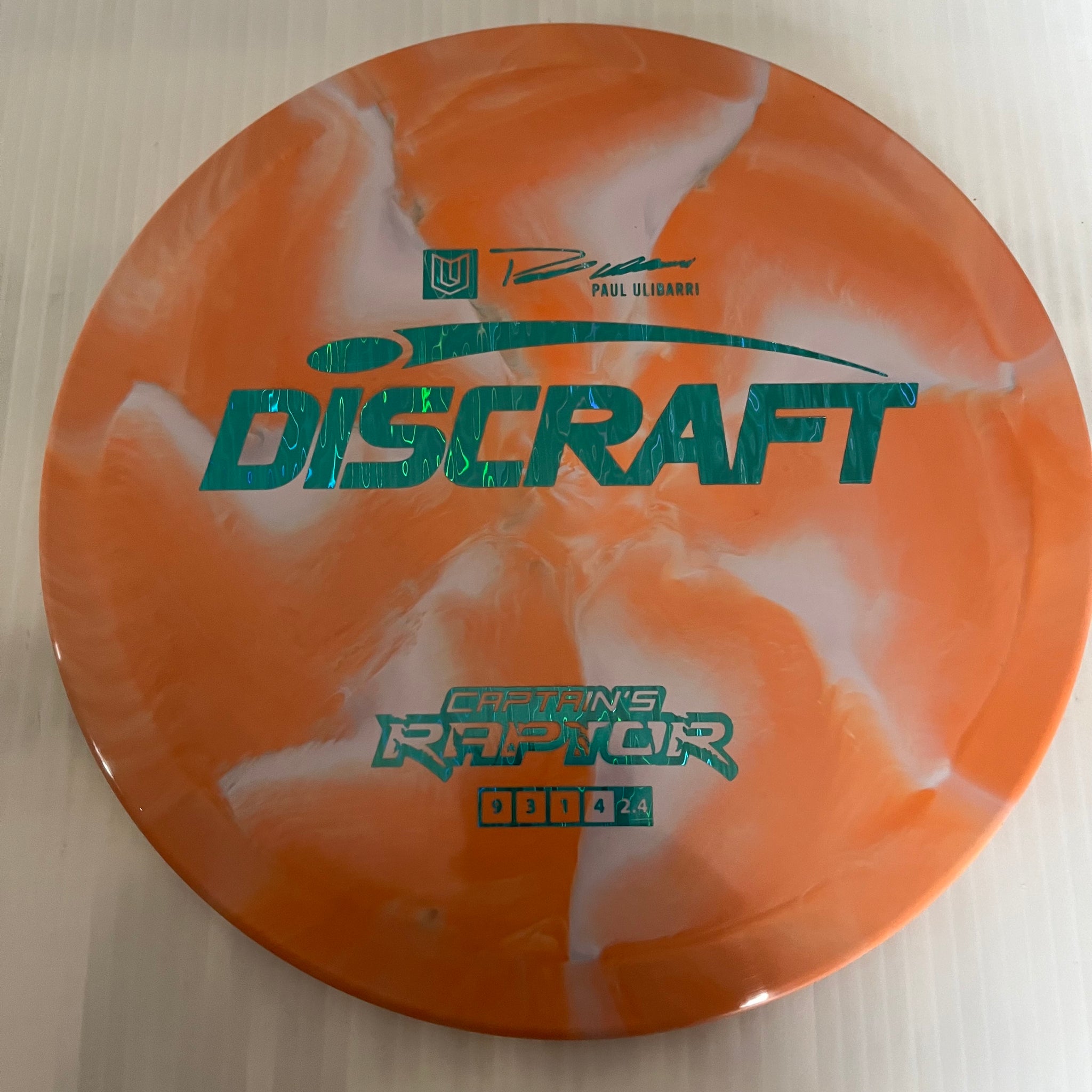 Discraft 2023 Paul Ulibarri Swirly ESP Captain's Raptor 9/3/1/4 (Maxweight)