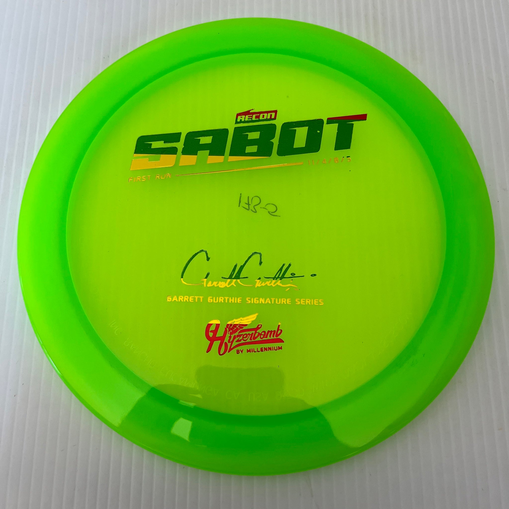 Millennium Discs First Run Garrett Gurthie Hyzerbomb Recon Sabot 11/4/0/5