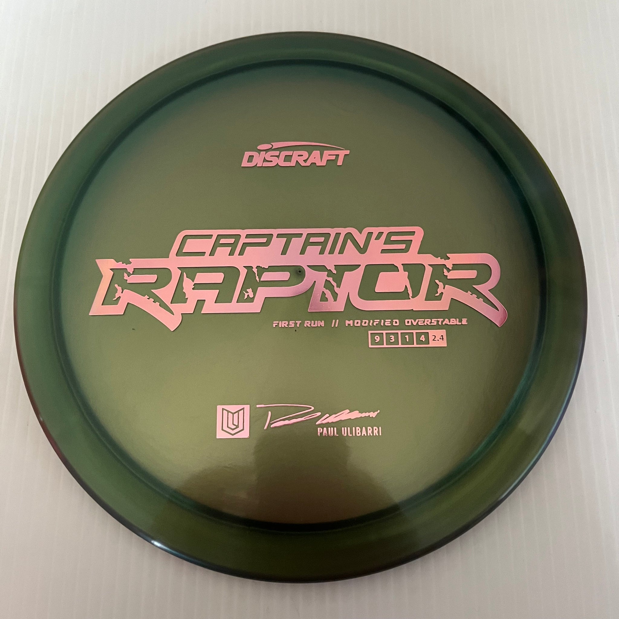Discraft First Run Paul Ulibarri Special Blend Z Captain's Raptor 9/3/1/4