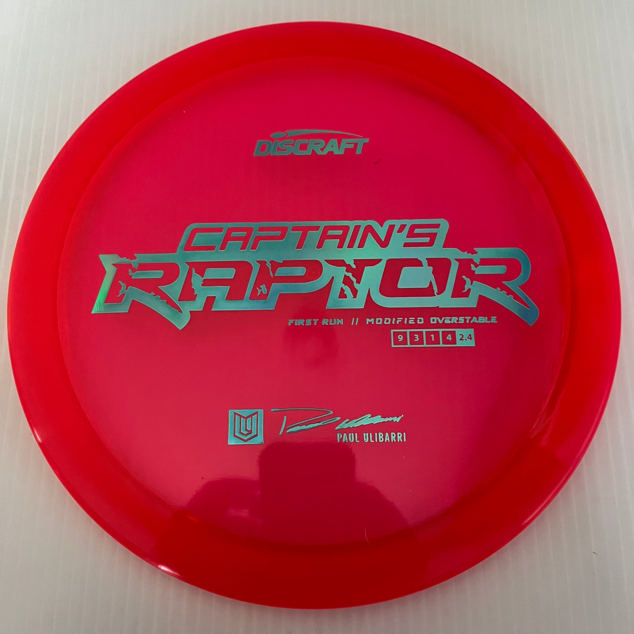 Discraft First Run Paul Ulibarri Special Blend Z Captain's Raptor 9/3/1/4