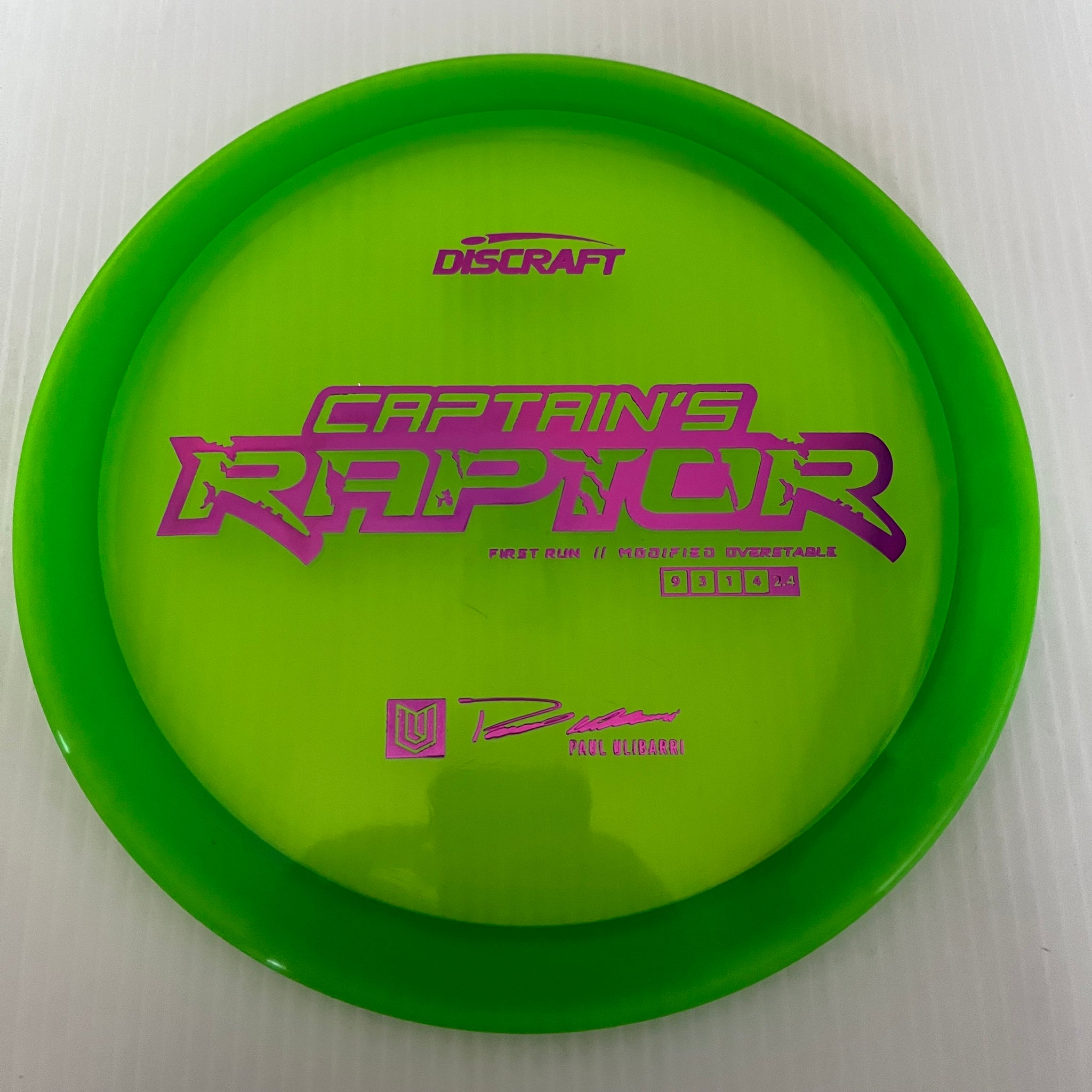Discraft First Run Paul Ulibarri Special Blend Z Captain's Raptor 9/3/1/4