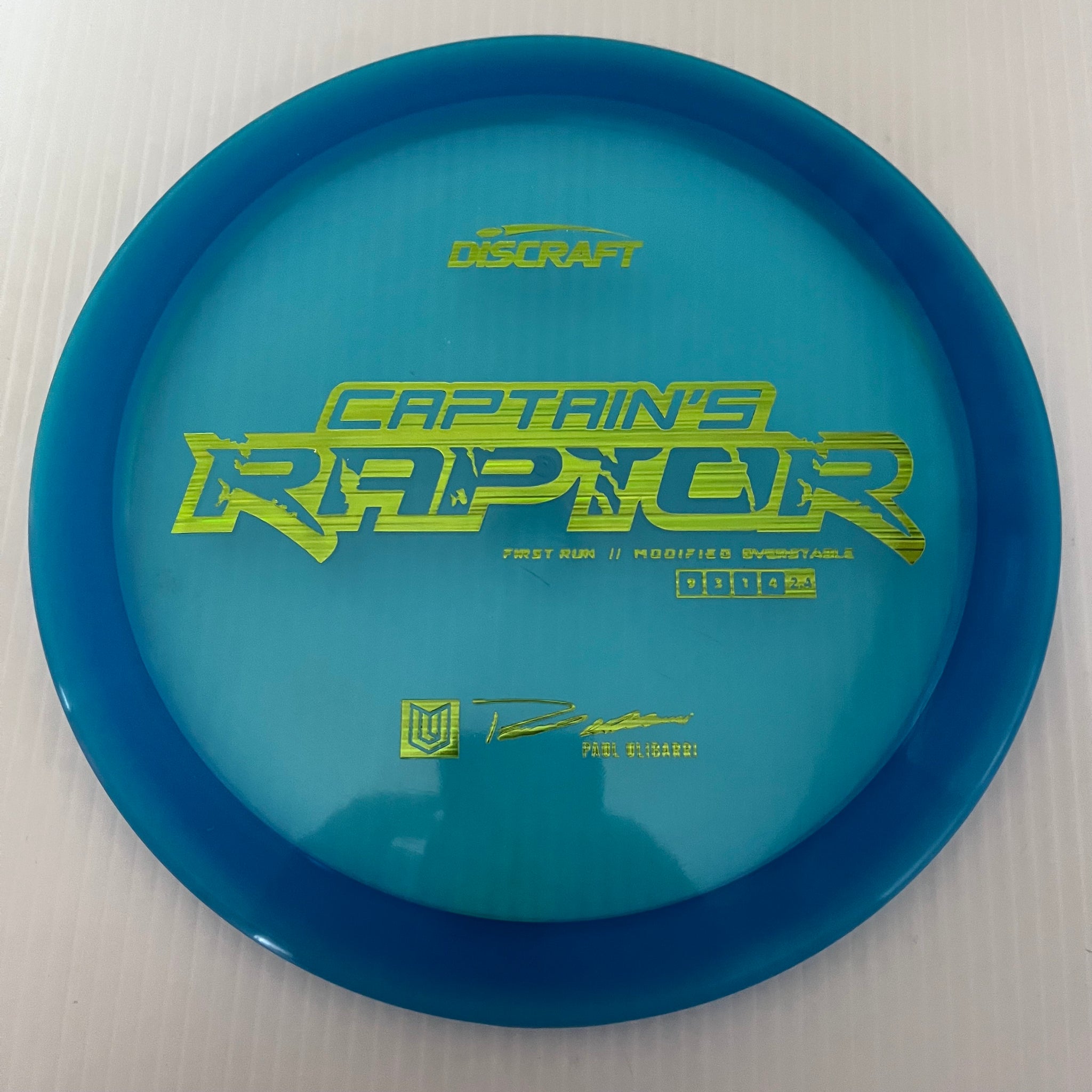 Discraft First Run Paul Ulibarri Special Blend Z Captain's Raptor 9/3/1/4
