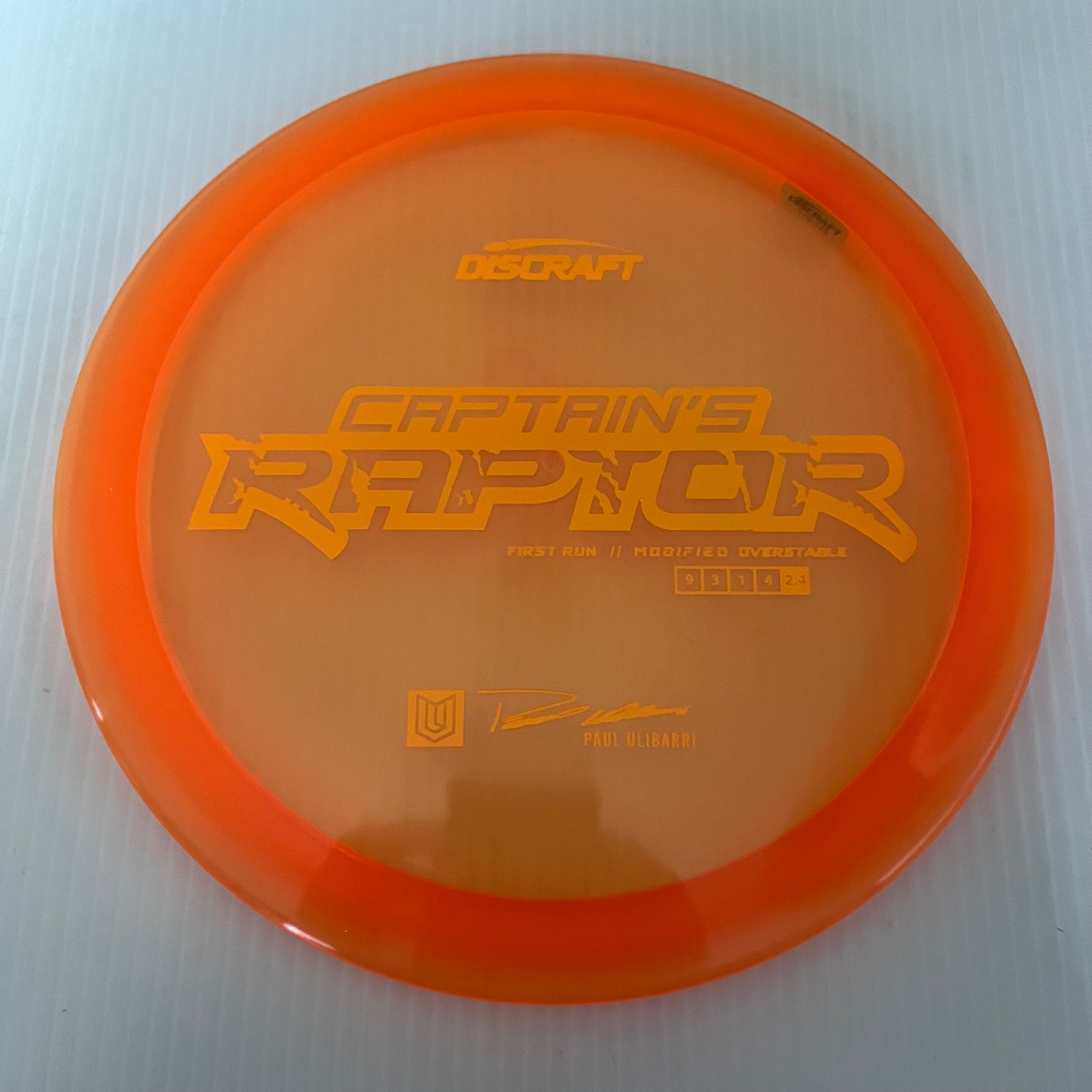 Discraft First Run Paul Ulibarri Special Blend Z Captain's Raptor 9/3/1/4