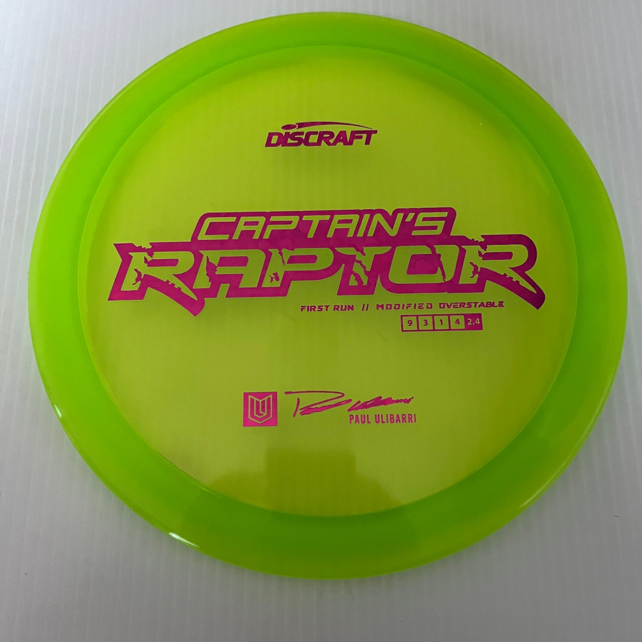 Discraft First Run Paul Ulibarri Special Blend Z Captain's Raptor 9/3/1/4