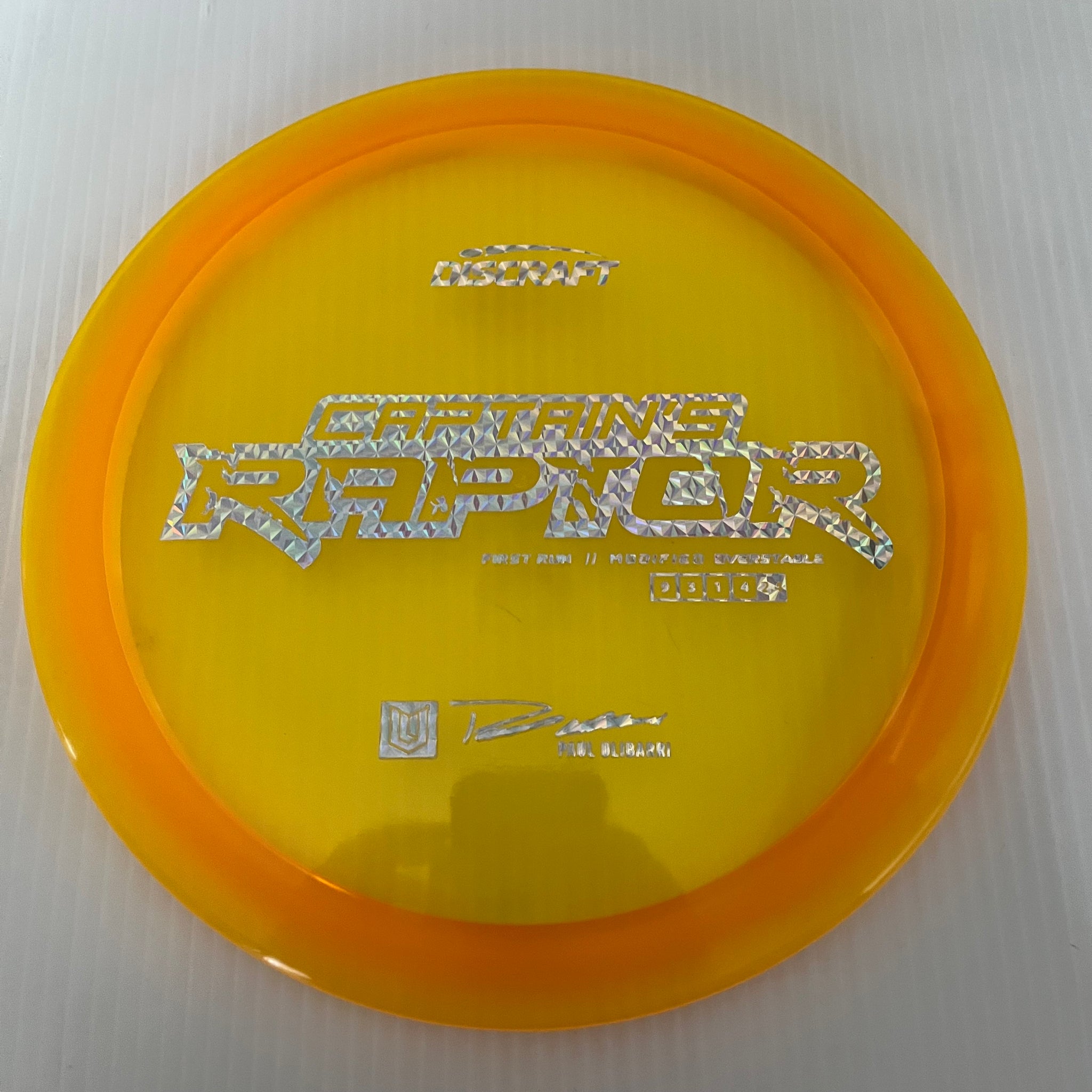 Discraft First Run Paul Ulibarri Special Blend Z Captain's Raptor 9/3/1/4