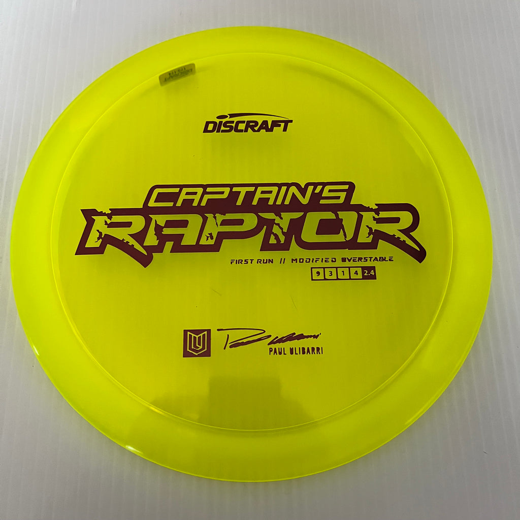 Discraft First Run Paul Ulibarri Special Blend Z Captain's Raptor 9/3/1/4