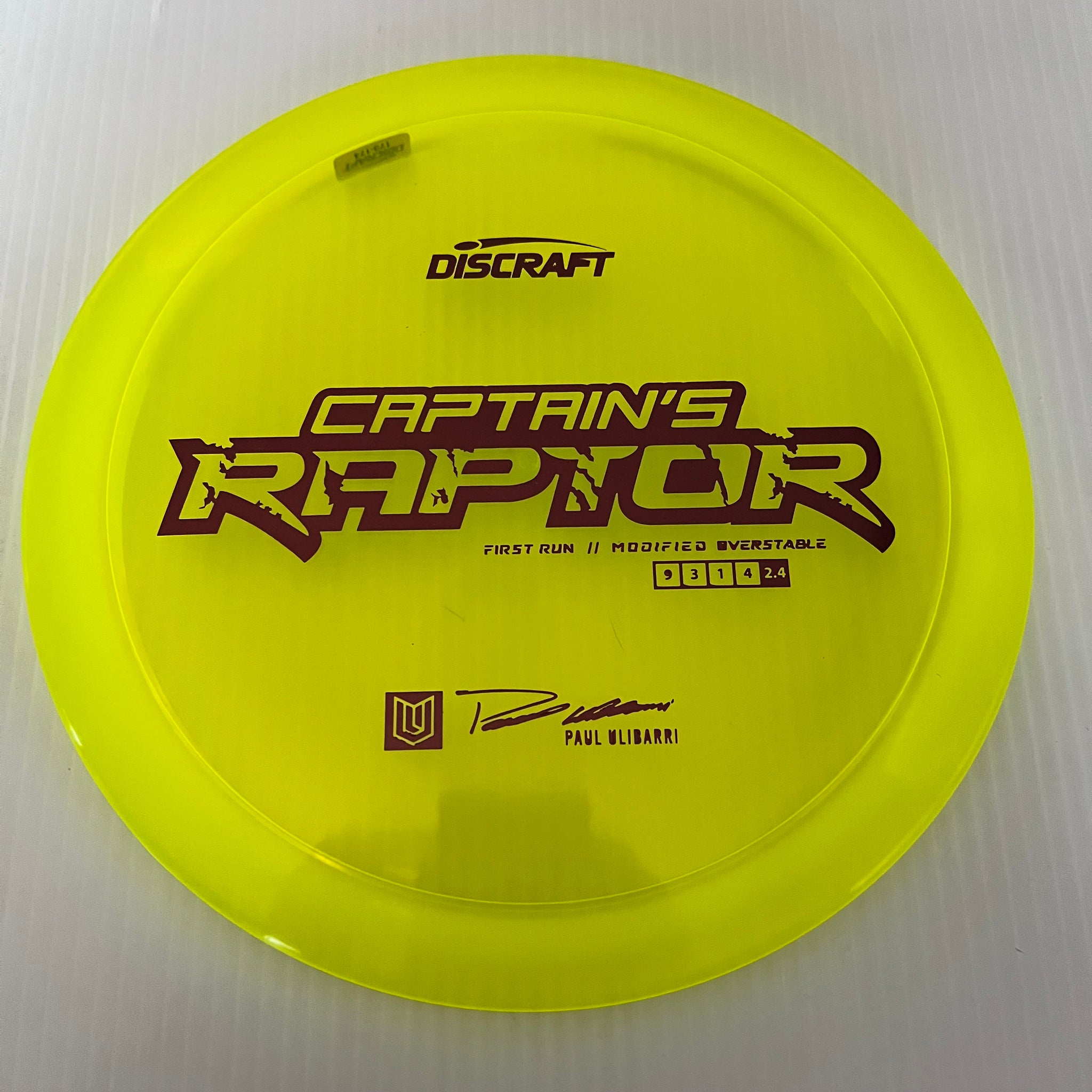 Discraft First Run Paul Ulibarri Special Blend Z Captain's Raptor 9/3/1/4