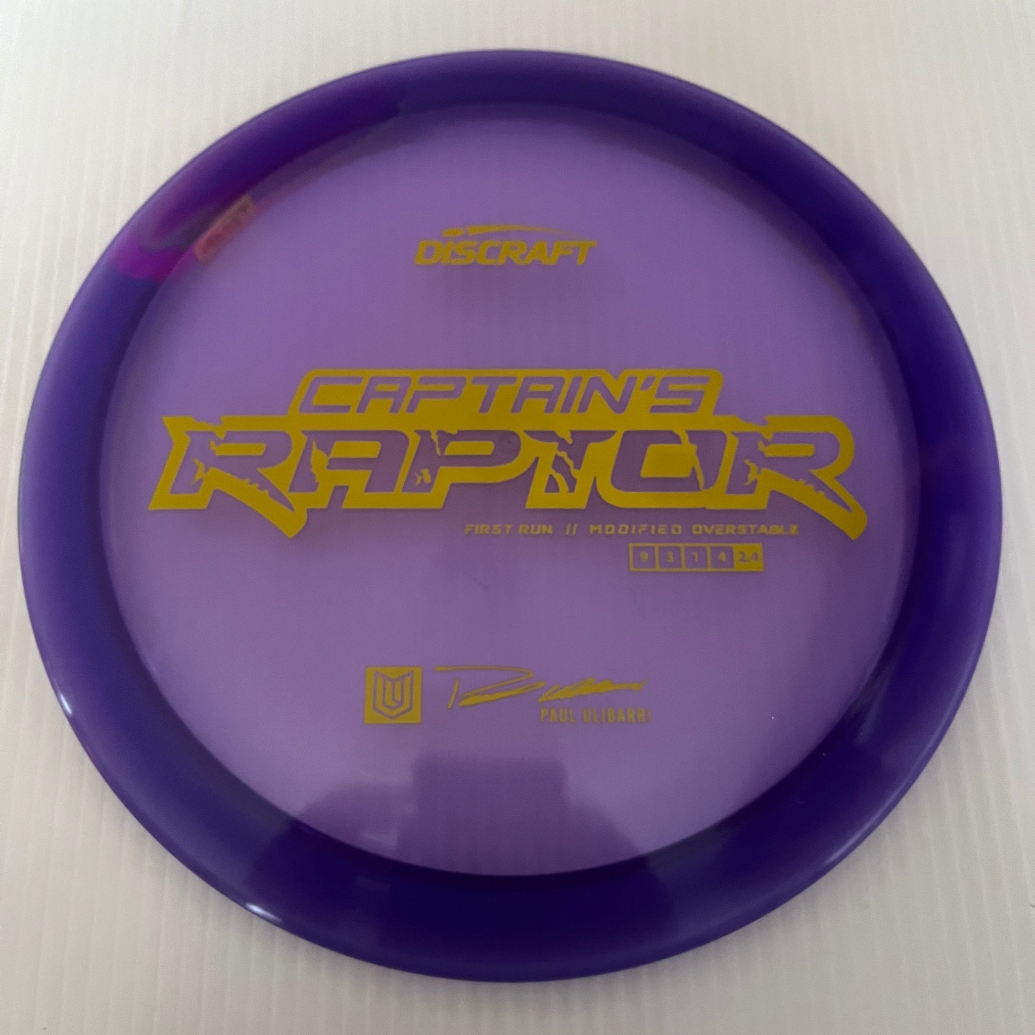 Discraft First Run Paul Ulibarri Special Blend Z Captain's Raptor 9/3/1/4