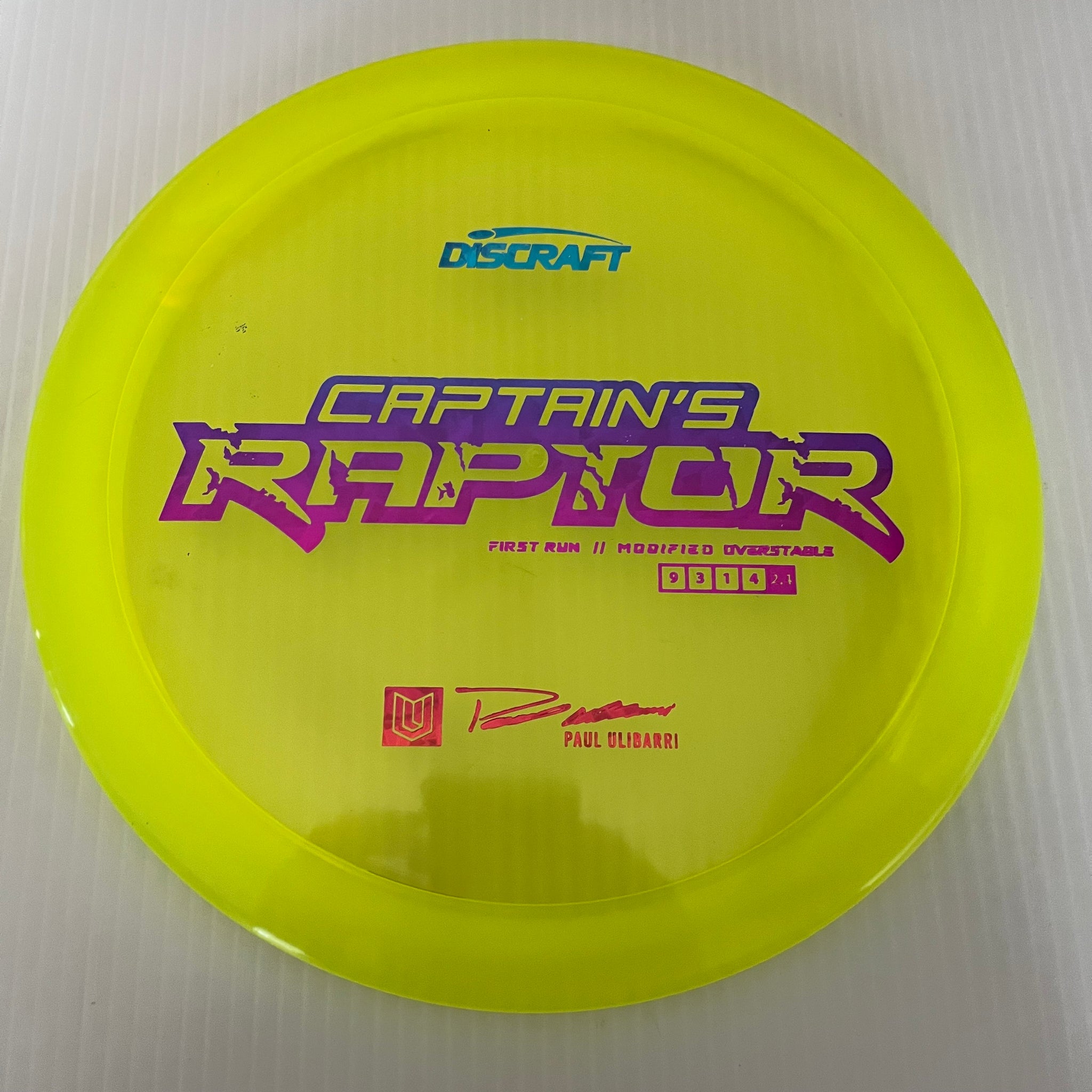 Discraft First Run Paul Ulibarri Special Blend Z Captain's Raptor 9/3/1/4