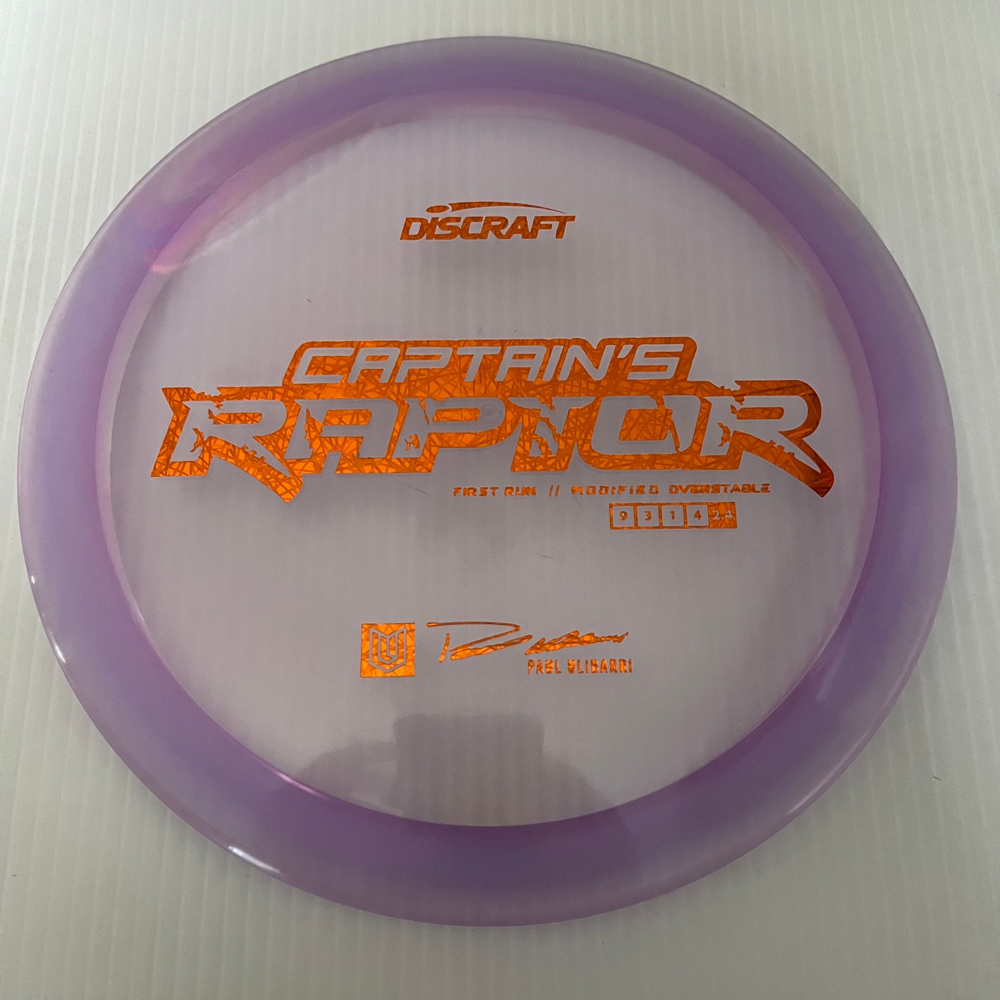 Discraft First Run Paul Ulibarri Special Blend Z Captain's Raptor 9/3/1/4
