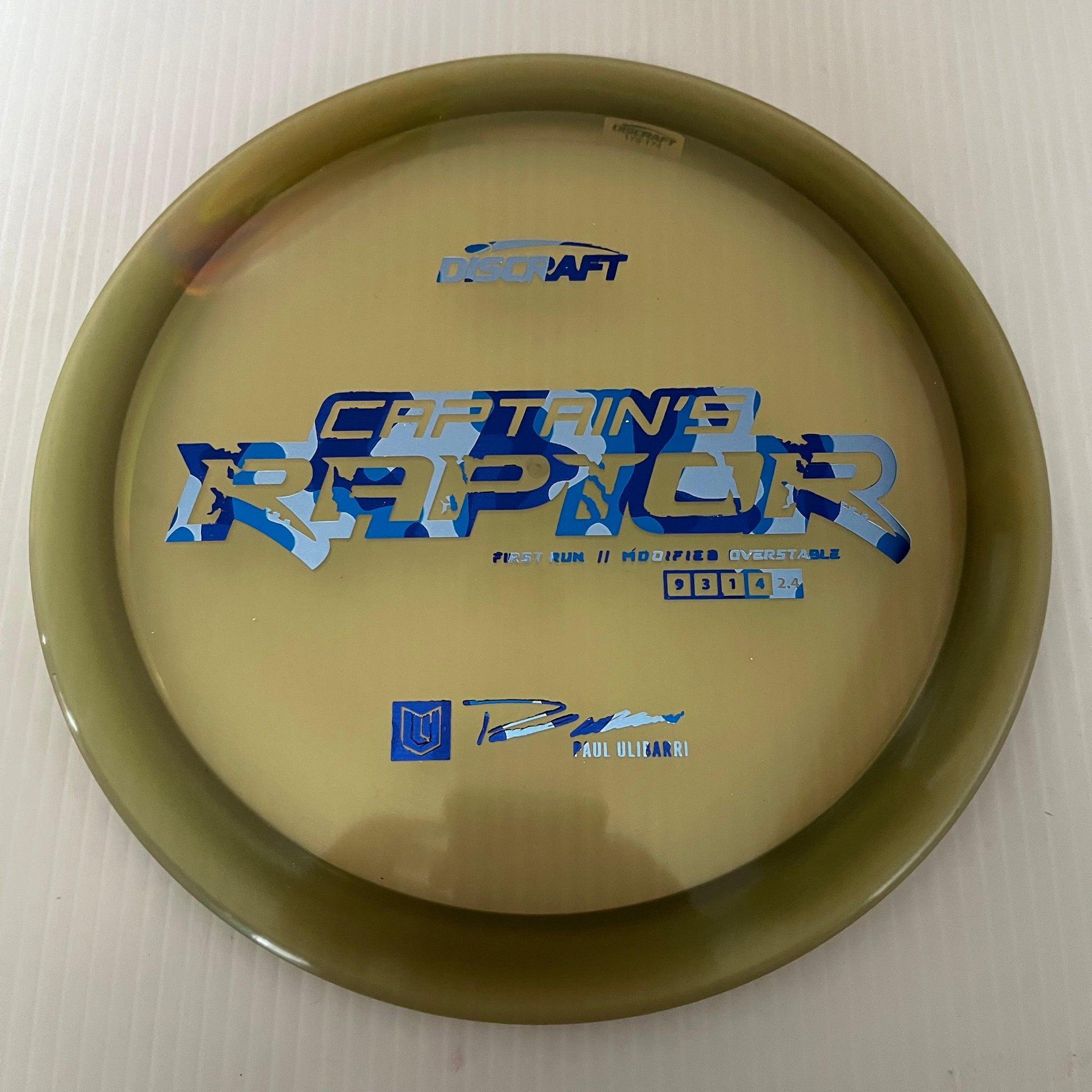 Discraft First Run Paul Ulibarri Special Blend Z Captain's Raptor 9/3/1/4