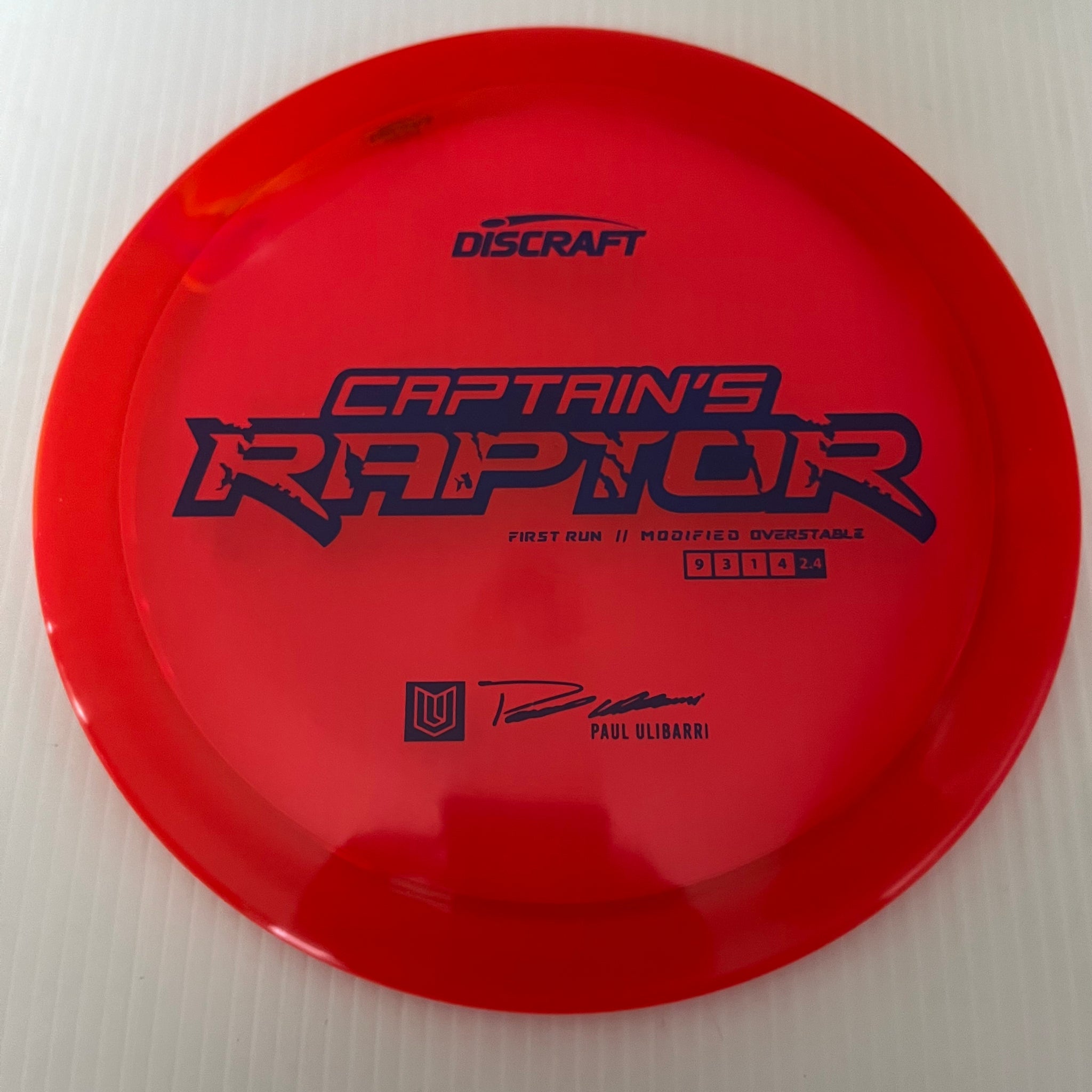 Discraft First Run Paul Ulibarri Special Blend Z Captain's Raptor 9/3/1/4