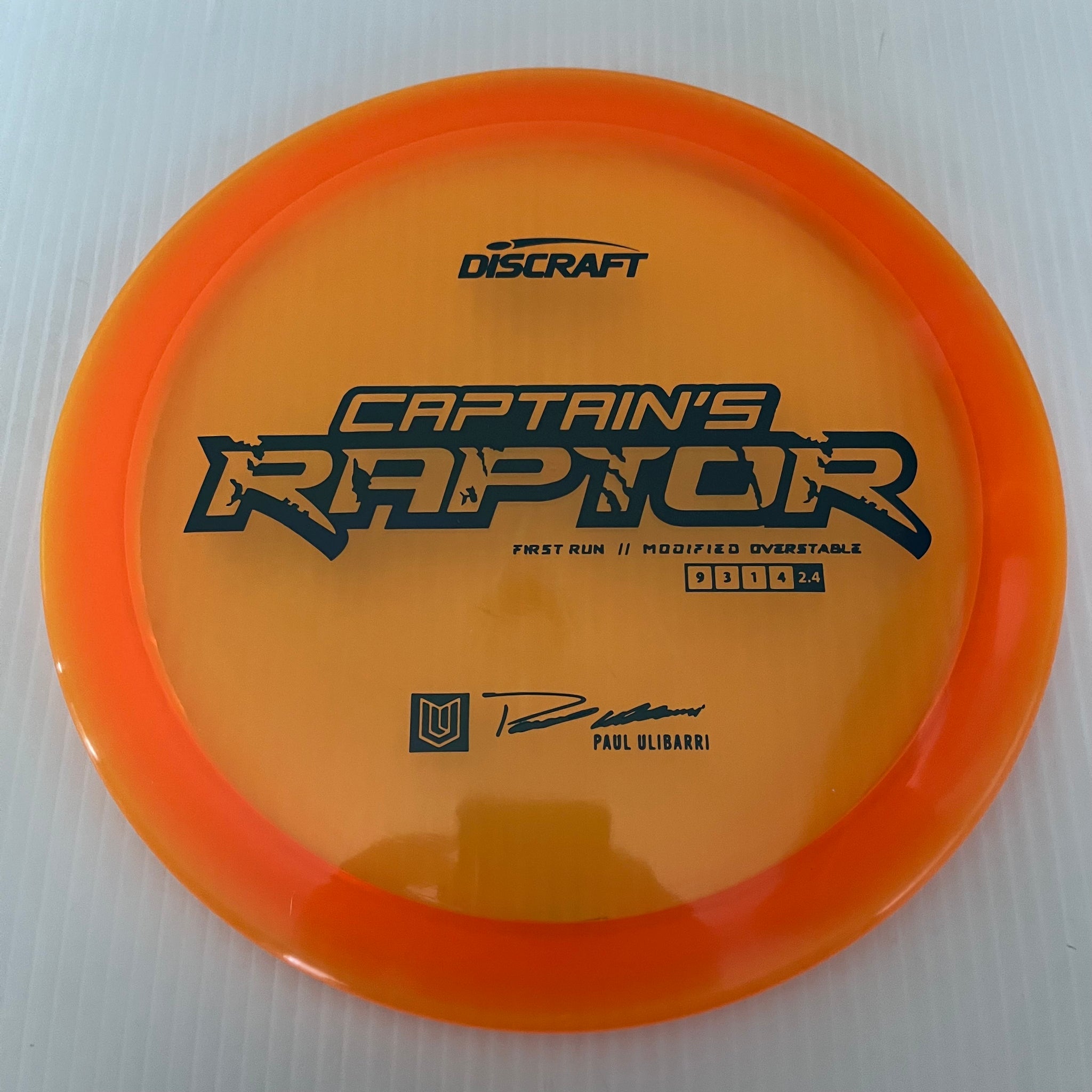 Discraft First Run Paul Ulibarri Special Blend Z Captain's Raptor 9/3/1/4