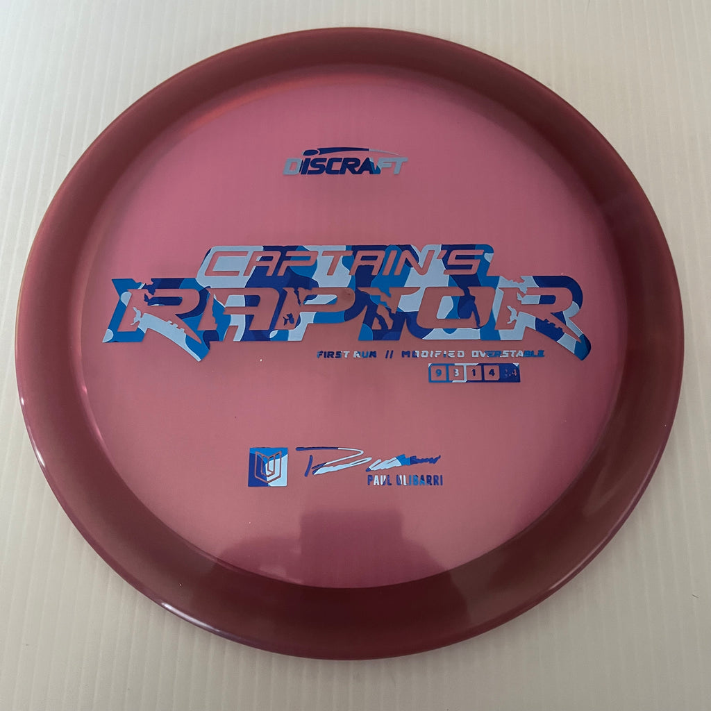 Discraft First Run Paul Ulibarri Special Blend Z Captain's Raptor 9/3/1/4