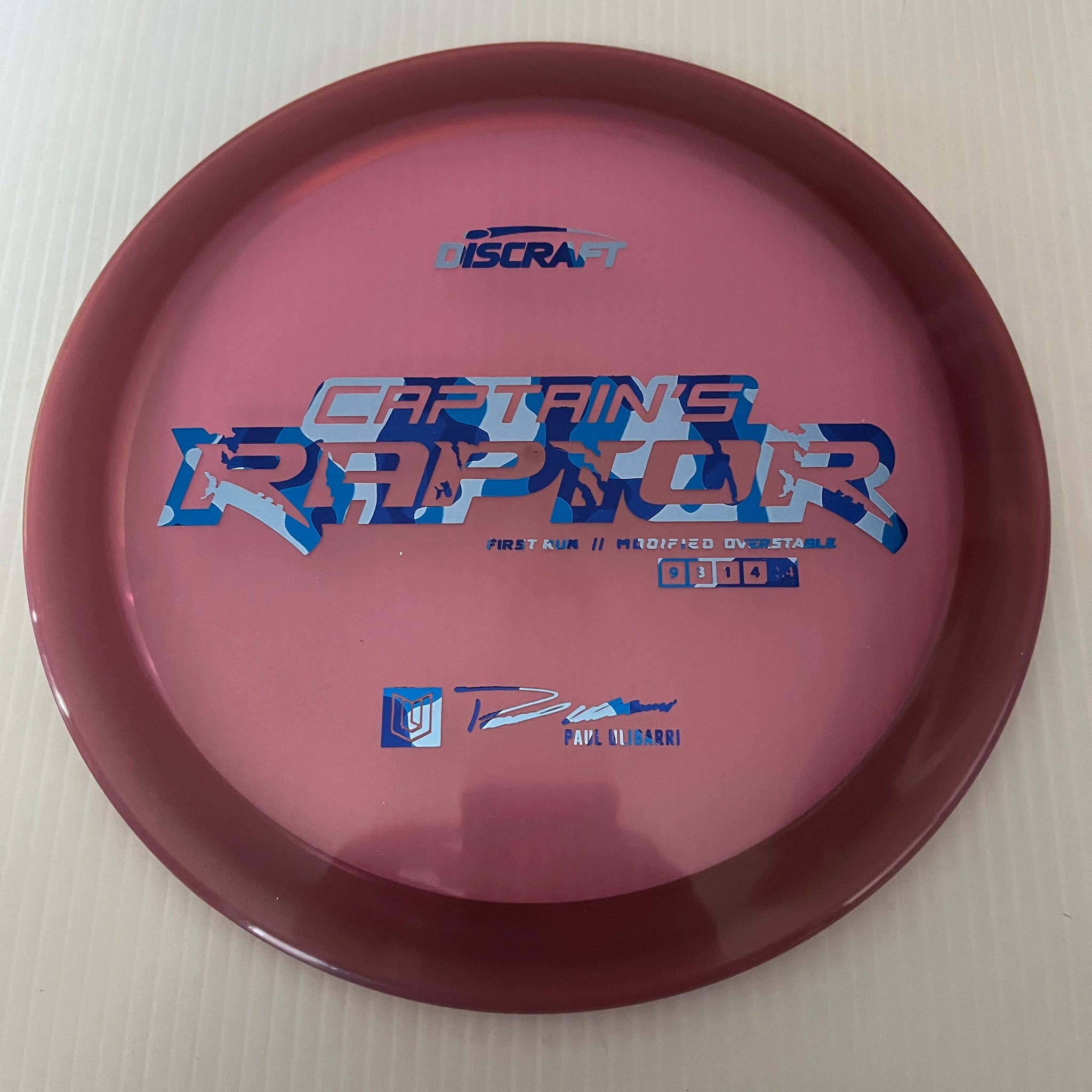 Discraft First Run Paul Ulibarri Special Blend Z Captain's Raptor 9/3/1/4