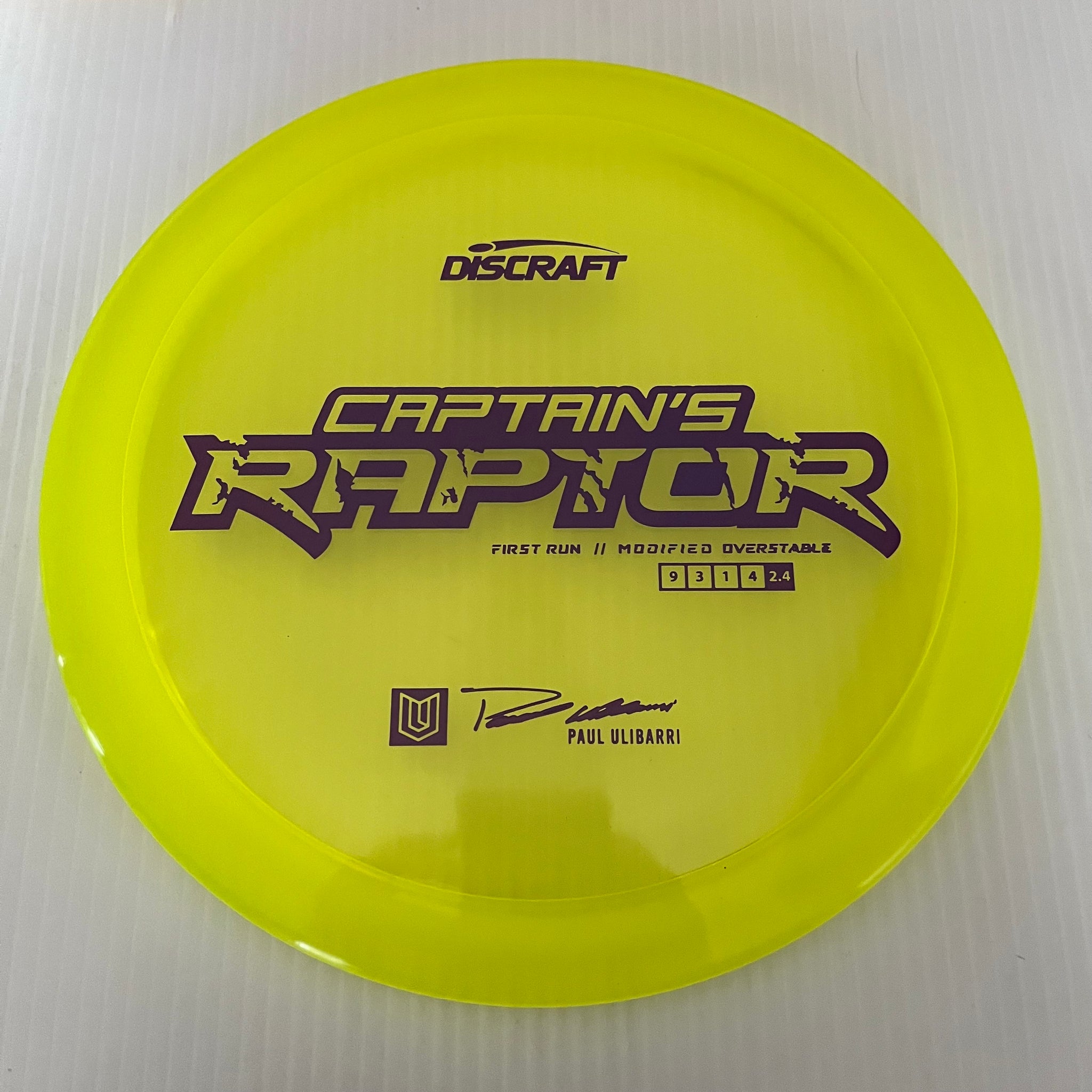 Discraft First Run Paul Ulibarri Special Blend Z Captain's Raptor 9/3/1/4
