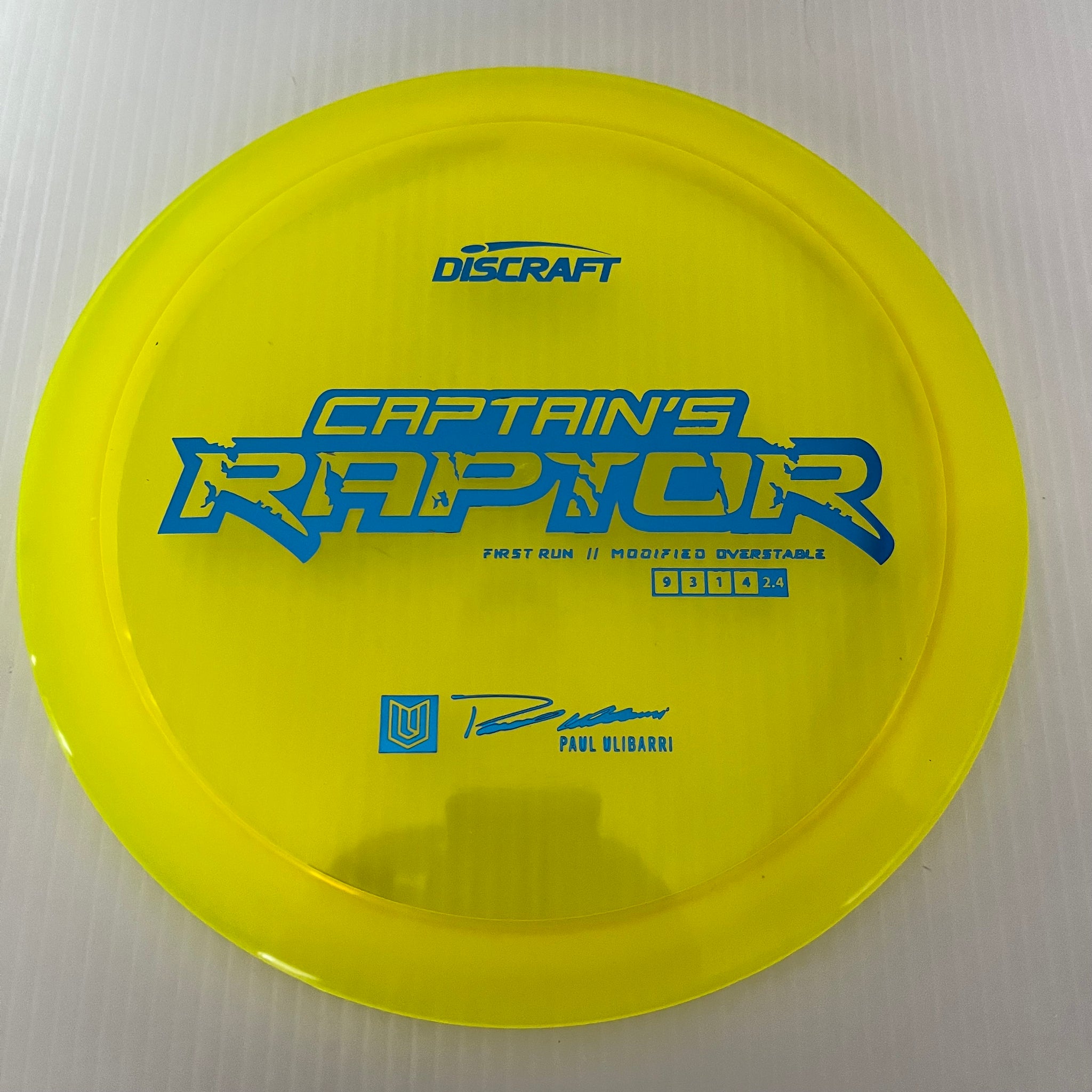 Discraft First Run Paul Ulibarri Special Blend Z Captain's Raptor 9/3/1/4