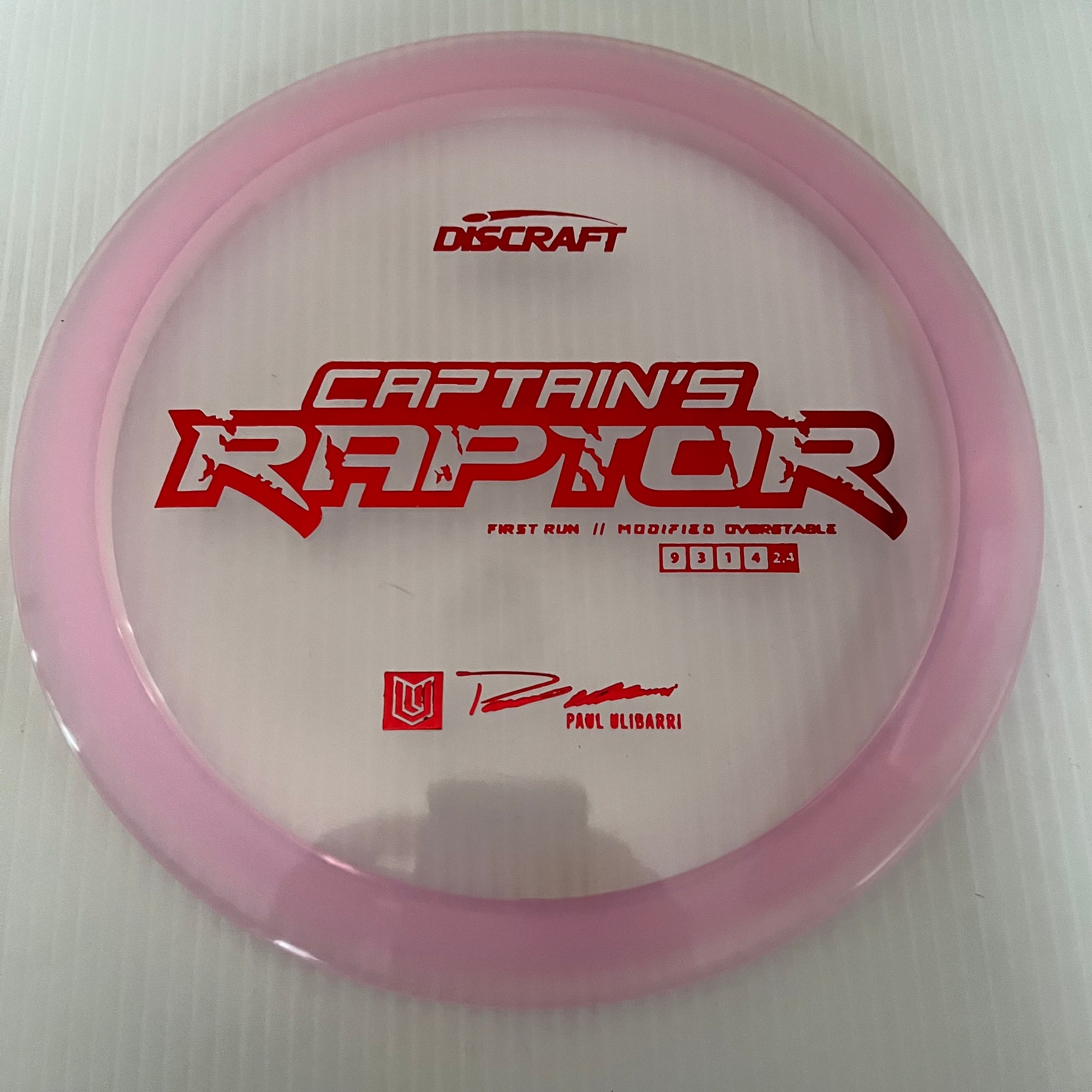 Discraft First Run Paul Ulibarri Special Blend Z Captain's Raptor 9/3/1/4