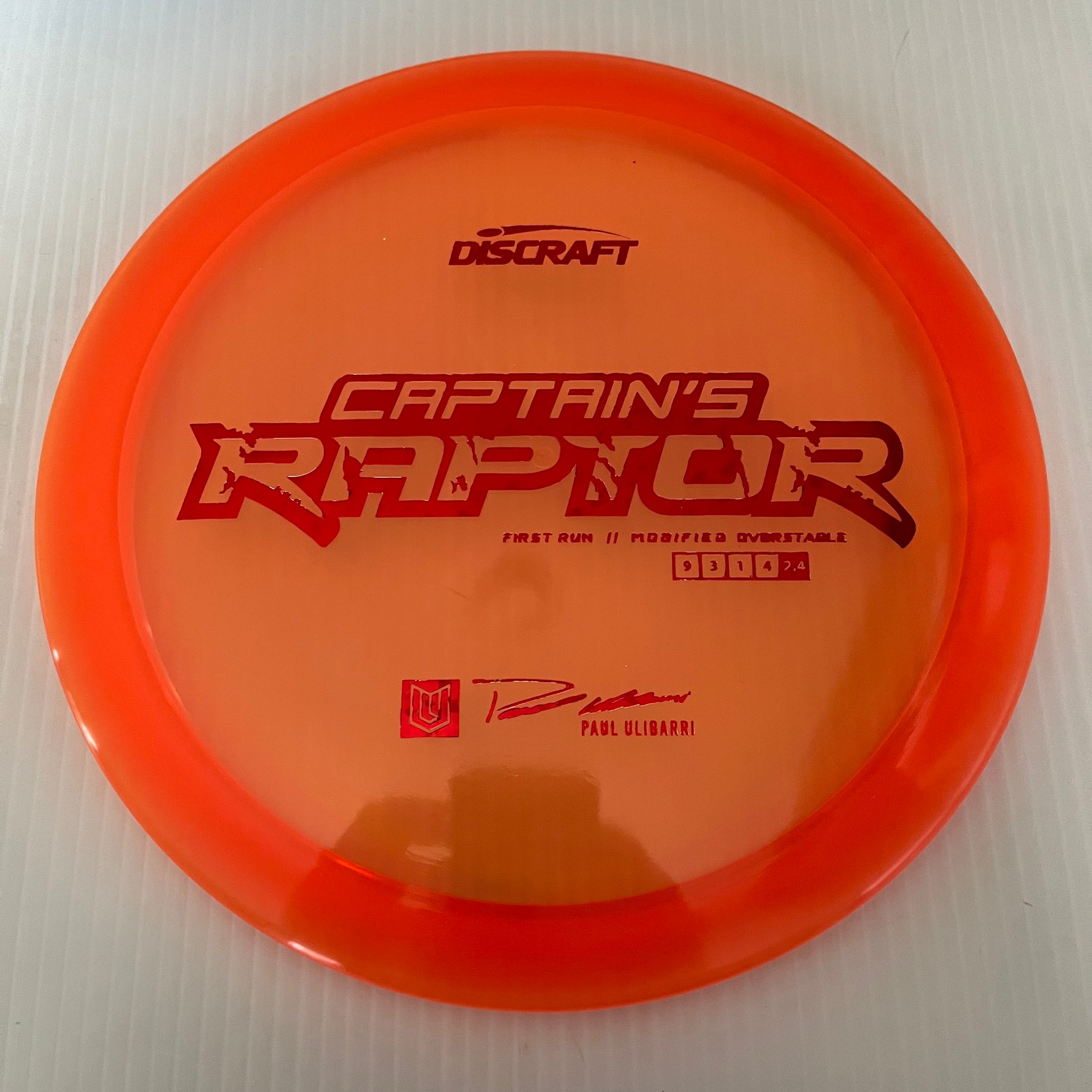 Discraft First Run Paul Ulibarri Special Blend Z Captain's Raptor 9/3/1/4