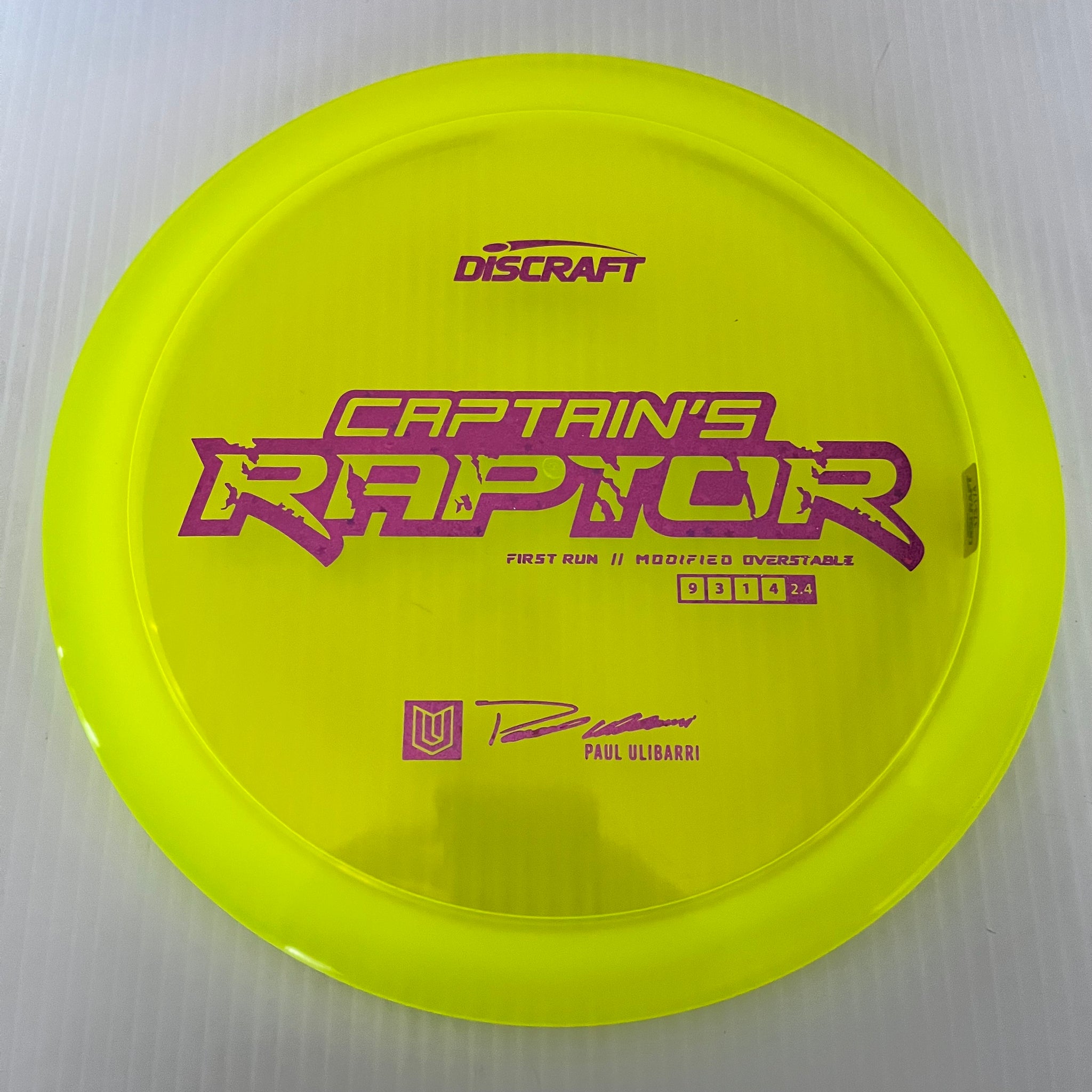 Discraft First Run Paul Ulibarri Special Blend Z Captain's Raptor 9/3/1/4