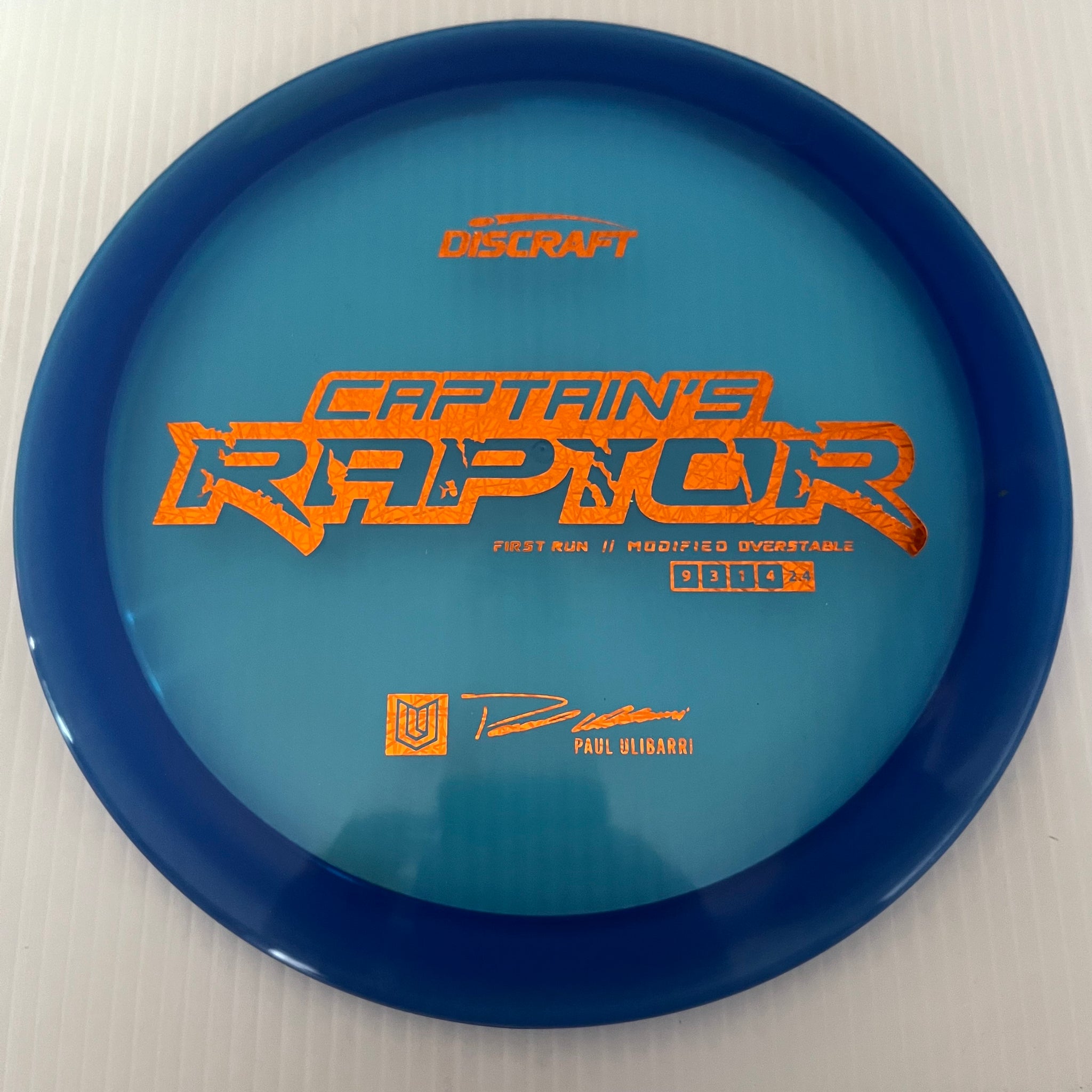 Discraft First Run Paul Ulibarri Special Blend Z Captain's Raptor 9/3/1/4