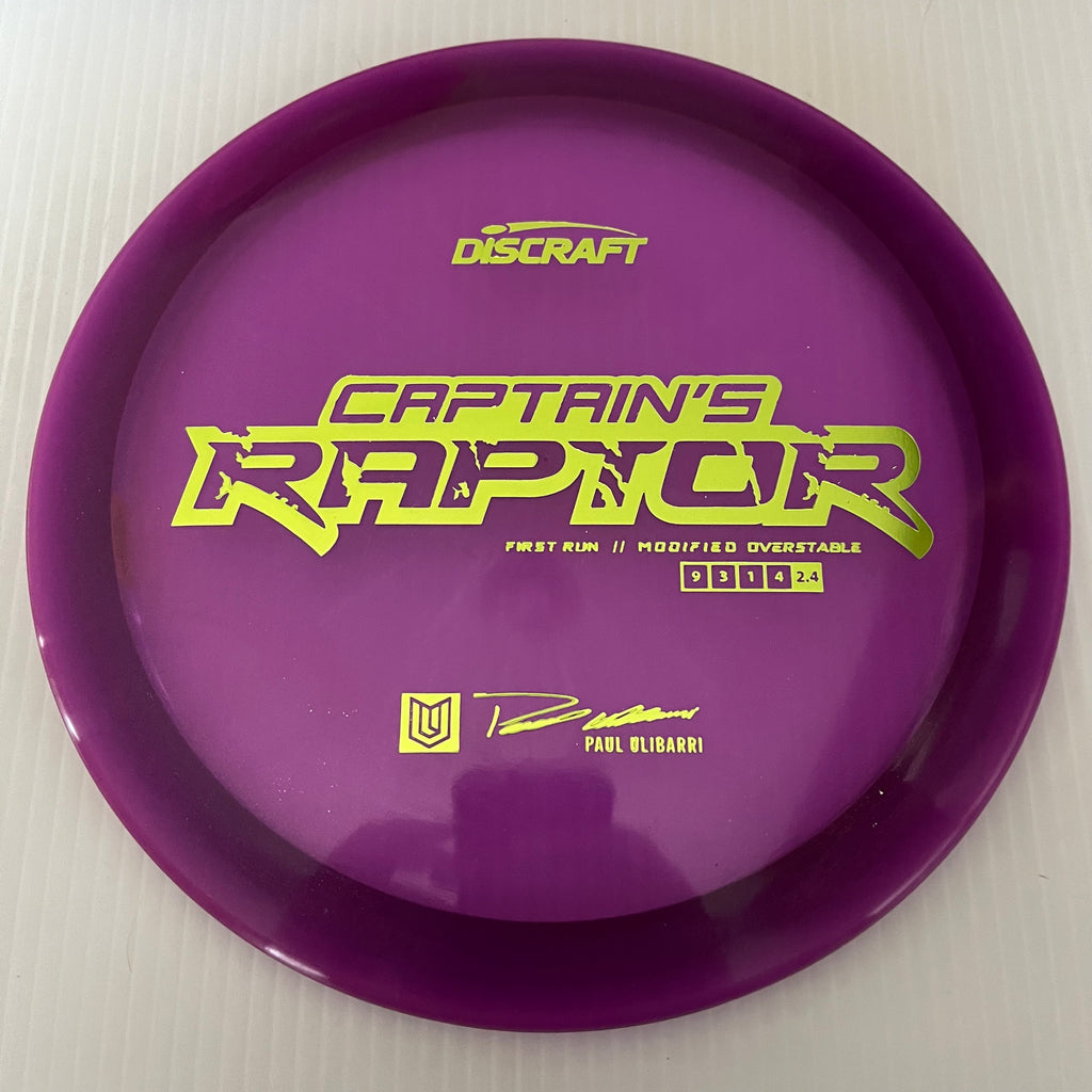 Discraft First Run Paul Ulibarri Special Blend Z Captain's Raptor 9/3/1/4