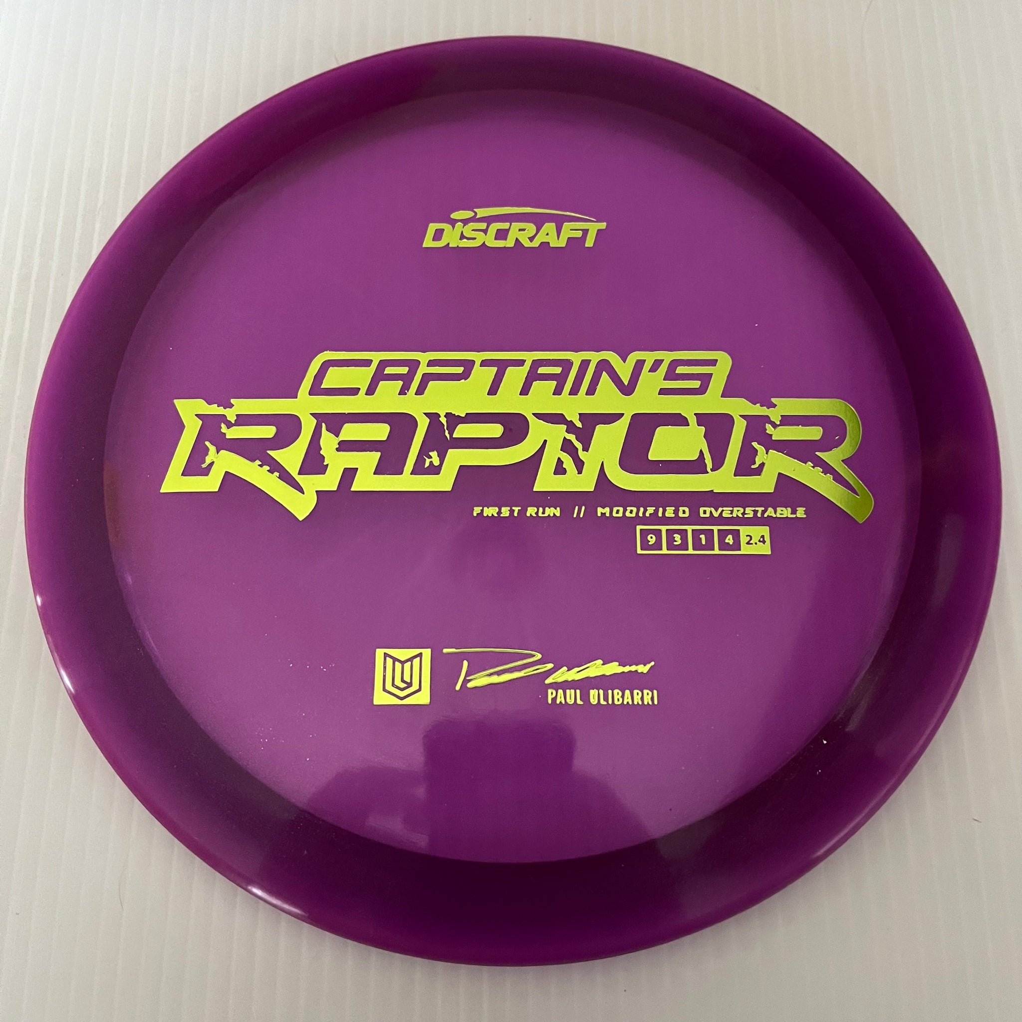 Discraft First Run Paul Ulibarri Special Blend Z Captain's Raptor 9/3/1/4