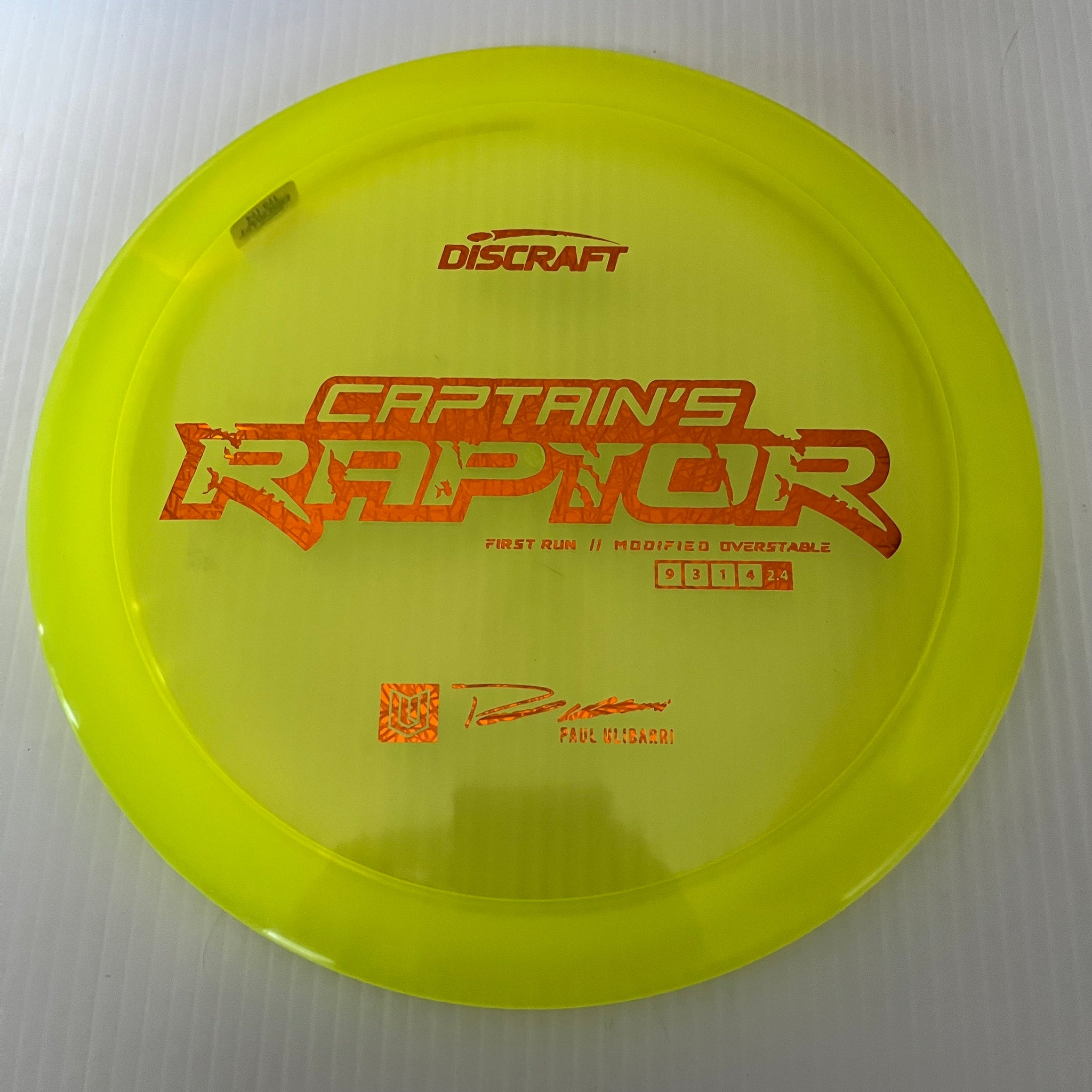 Discraft First Run Paul Ulibarri Special Blend Z Captain's Raptor 9/3/1/4
