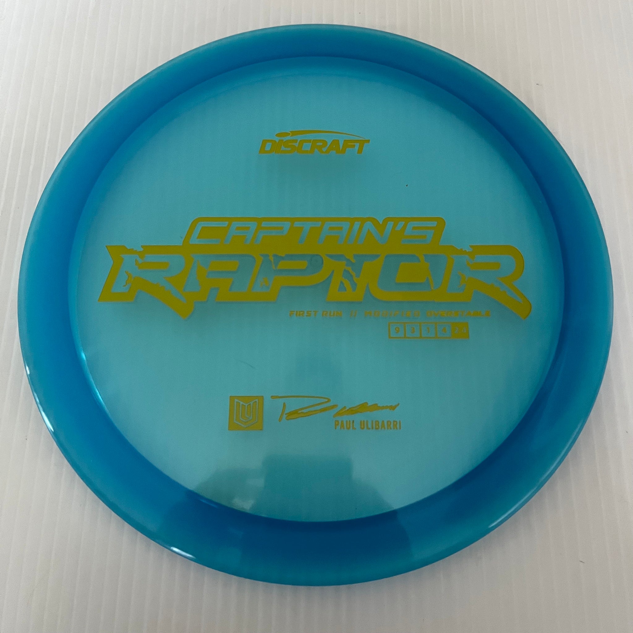 Discraft First Run Paul Ulibarri Special Blend Z Captain's Raptor 9/3/1/4